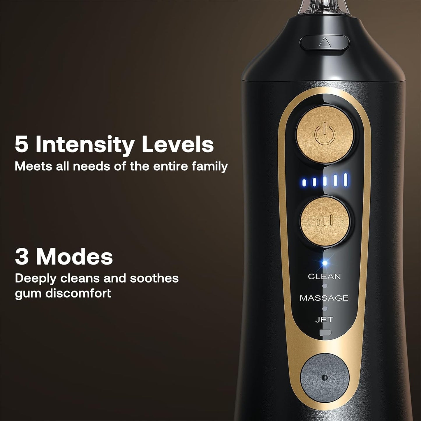 Bitvae C6 Water Dental Flosser for Teeth, Cordless Flosser for Travel with 6 Jet Tips, 3 Modes 5 intensities, IPX7 Waterproof Portable & Rechargeable Oral Irrigator Cleaner, Black
