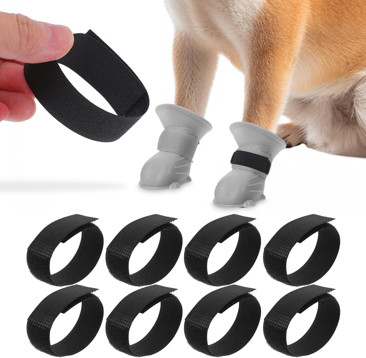 VOSAREA 10pcs Dog Bootie Straps Non Slip Sock Holders Adjustable Paw Protector Bands Non Skid Sock Fasteners Pet Footwear Accessories for Rainy Muddy Outdoor Use