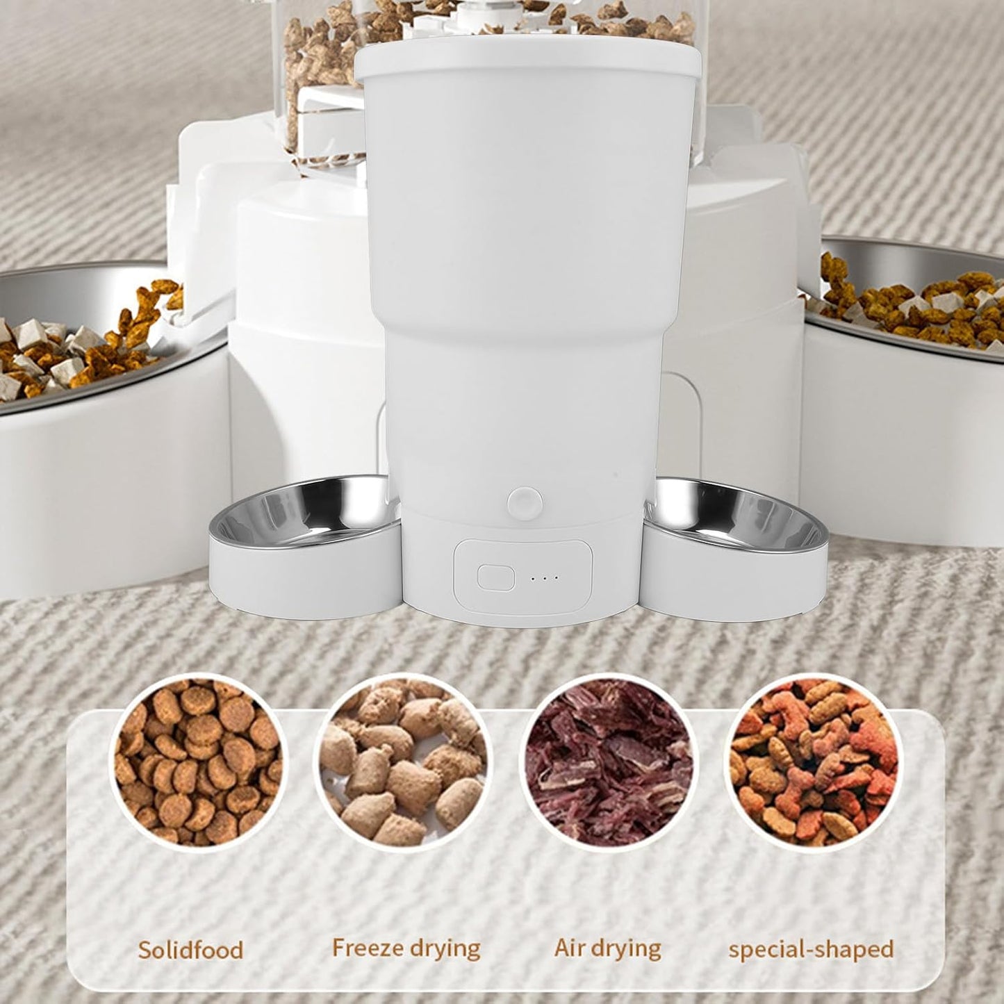 Smart Pet Feeder, Cat Dry Food Dispenser, 5L Capacity Timed Automatic Cat Feeder Pet Food Dispenser with Stainless Steel Bowl & Remote Control and Dogs