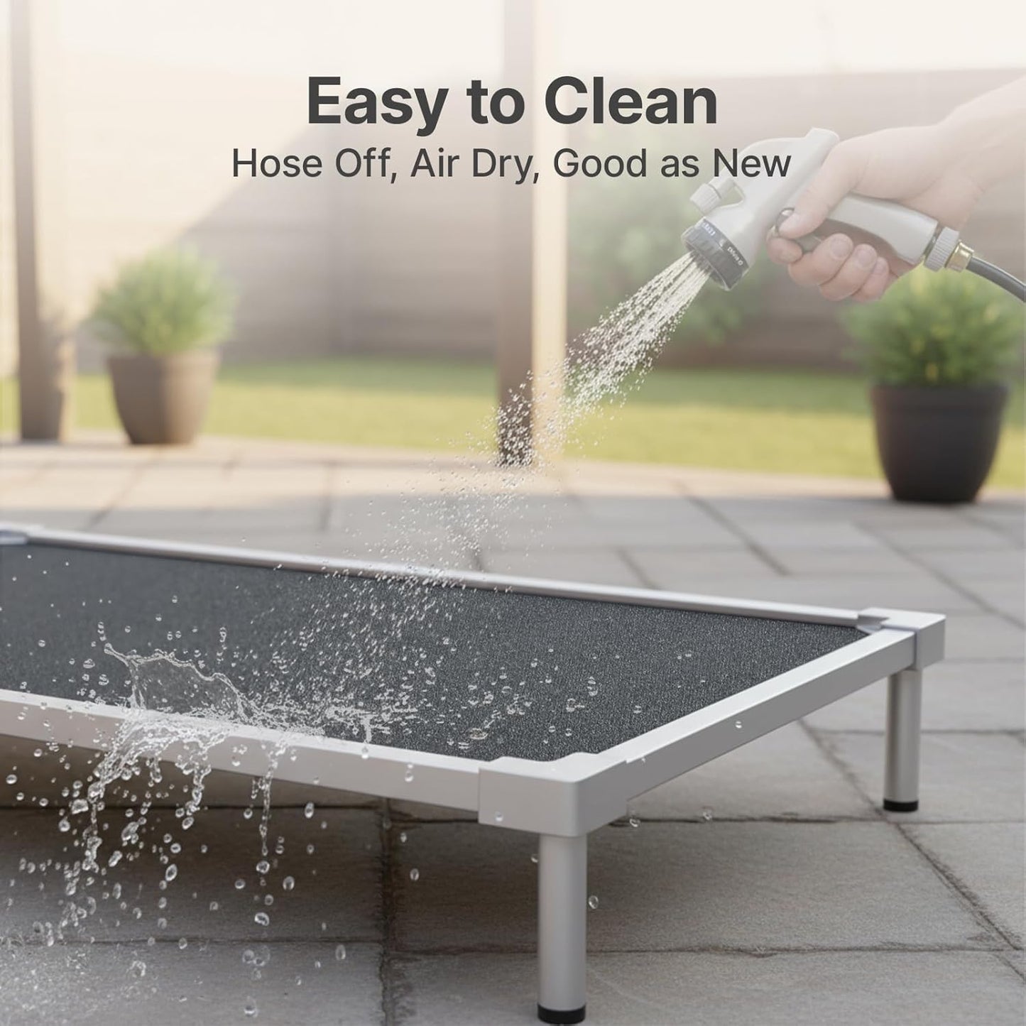 Elevated Dog Bed Medium Size Dog, Chew Proof Aluminum Alloy Heavy Duty Dog Supplies Cooling Raised Pet Cot Indestructible with Anti-Rust Washable Assembly for Crate Outdoor-40.6"x 28.7" x 7"