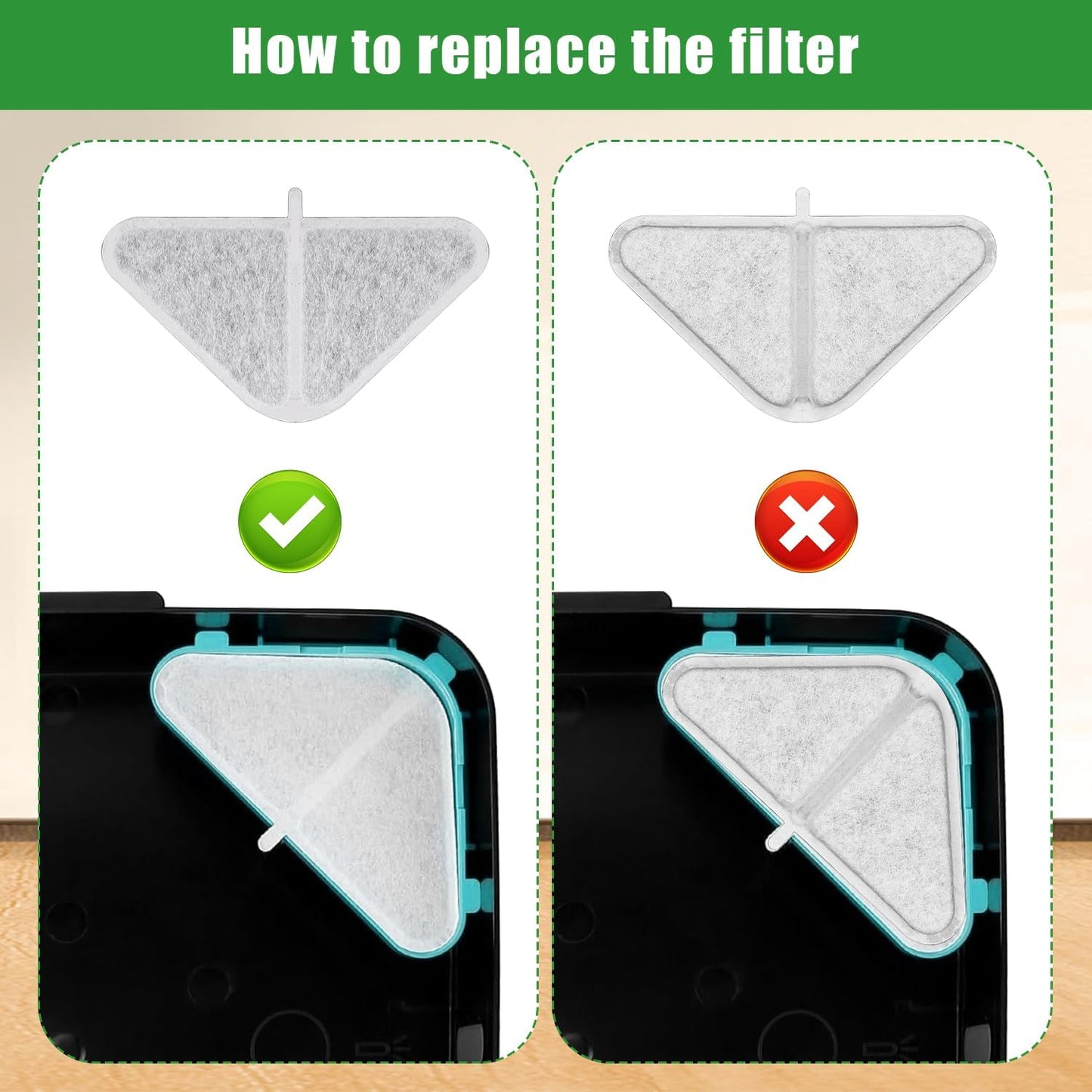 6 Packs Replacement Filters for Kastty Dog Water Fountain 230oz/7L, Pet Fountain Filters, Cat Water Fountain Filters with 5 Layers Filtration System, Including Filter, Sponges, Mesh Bags