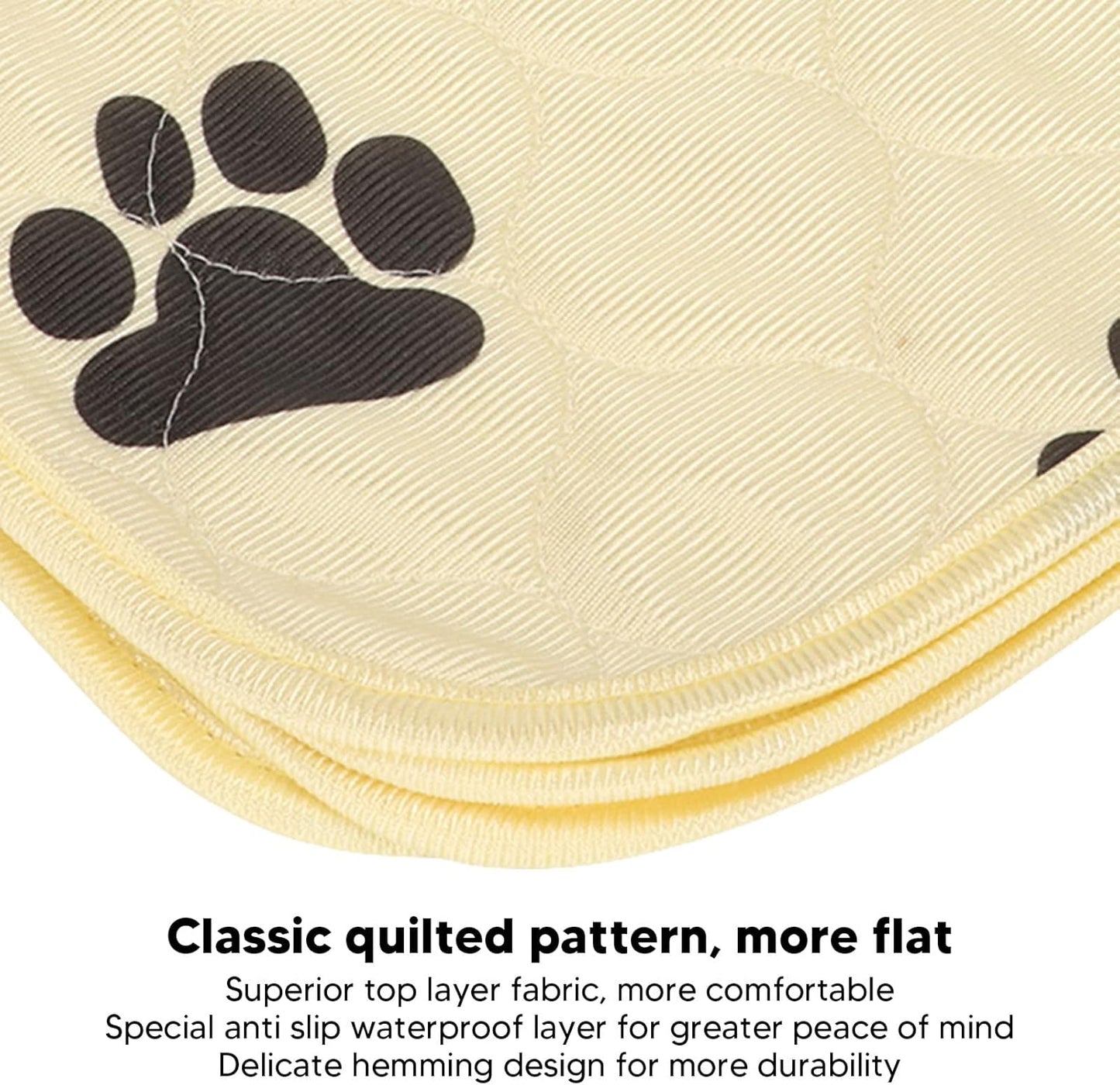 Washable Dog Pee Pad Absorbent Reusable Pet Training Pads for Dogs Cats Pets High Density Edge Wrapping Soft Surface Fabric Anti Slip Bottom Quilted Pattern Design Polyester Size (Beige)