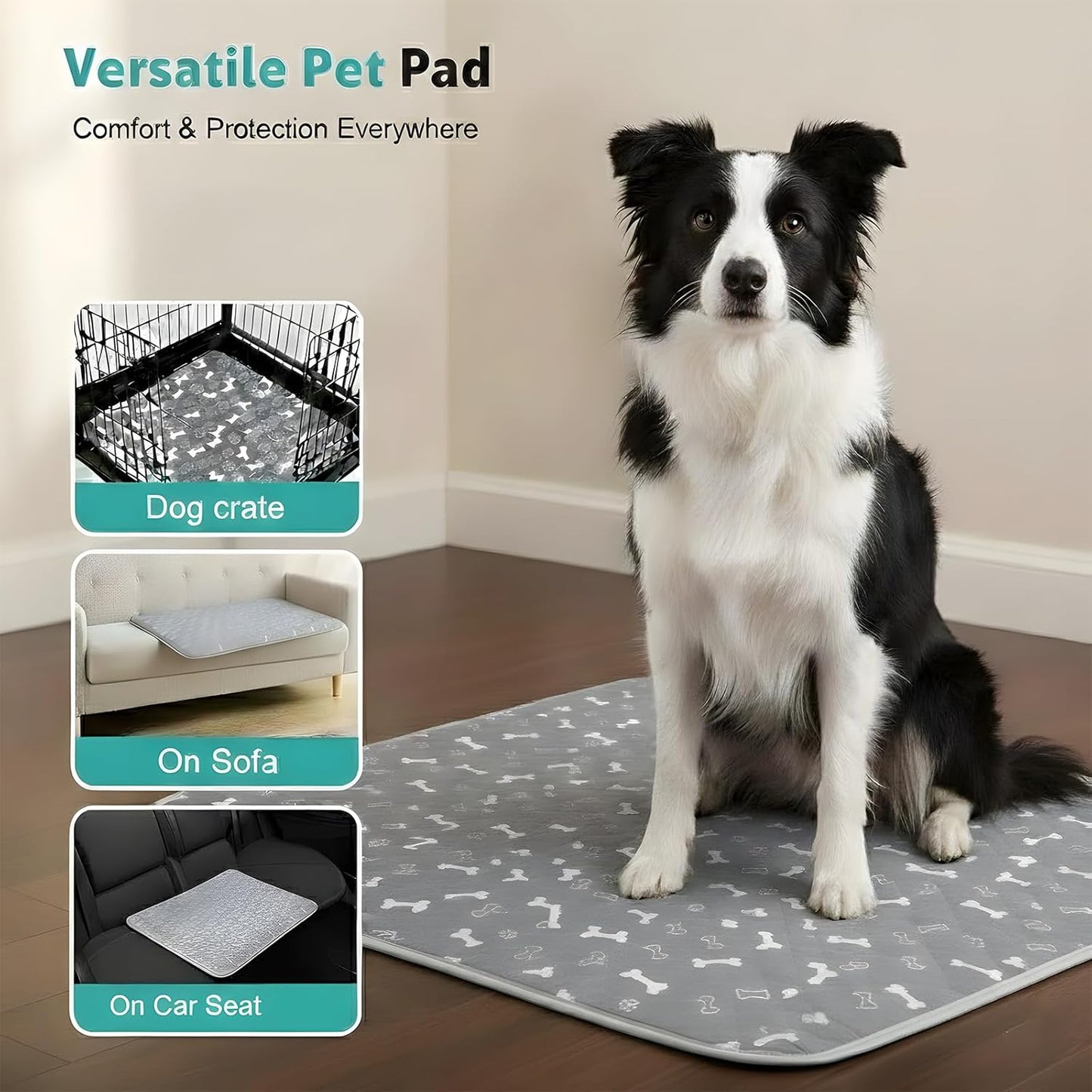 Puppy Pads with Pheromones, Washable Puppy Pee Pads for Dogs & Cats, Reusable Puppy Pads with Leakproof & Odor Control, Non-Slip Training Pads for Home and Travel 16" × 24"(Lint Roller Included)