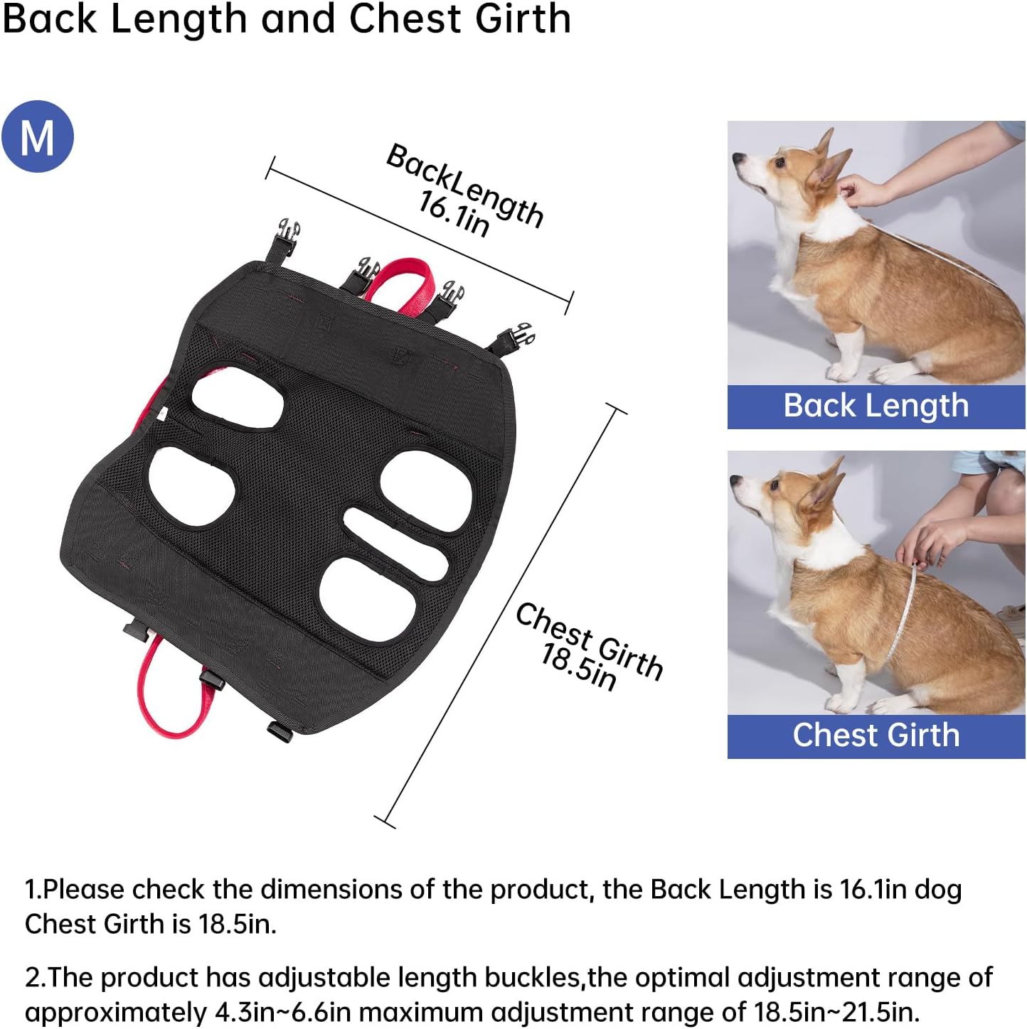 Dog Emergency Rescue Sling - Lightweight Packable Lift Harness with Handle - Safe Transport for Small Medium Dogs - Ideal for Hiking Skiing（8.5-17.5lbs）