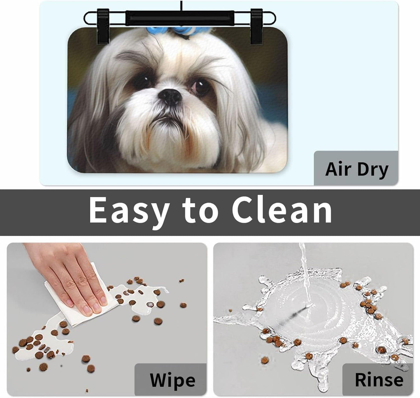 Pet Feeding Mat Leather Dog Food Mat Waterproof Pet Tablecloth Shih Tzu Dog Pet Placemat for Dogs Absorbent Dog Bowl Mat Anti-Slip Dogs Mats for Food and Water