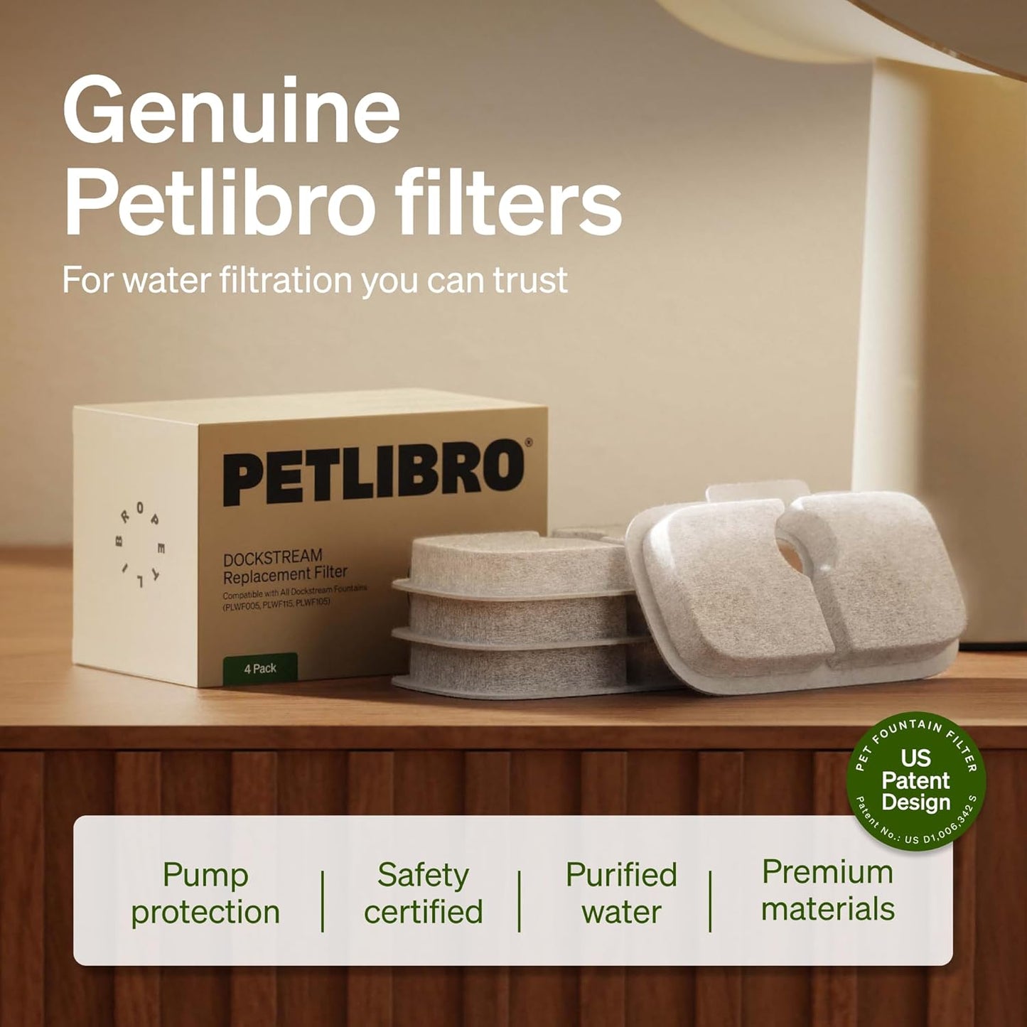 PETLIBRO Replacement Filters for Dockstream Cat Water Fountain PLWF106/PLWF116/PLWF115/PLWF105/PLWF005, 4 Months Set of Replacement Filters for Ultra Quiet Cat Fountain, 8 Count for Pet Water Fountain