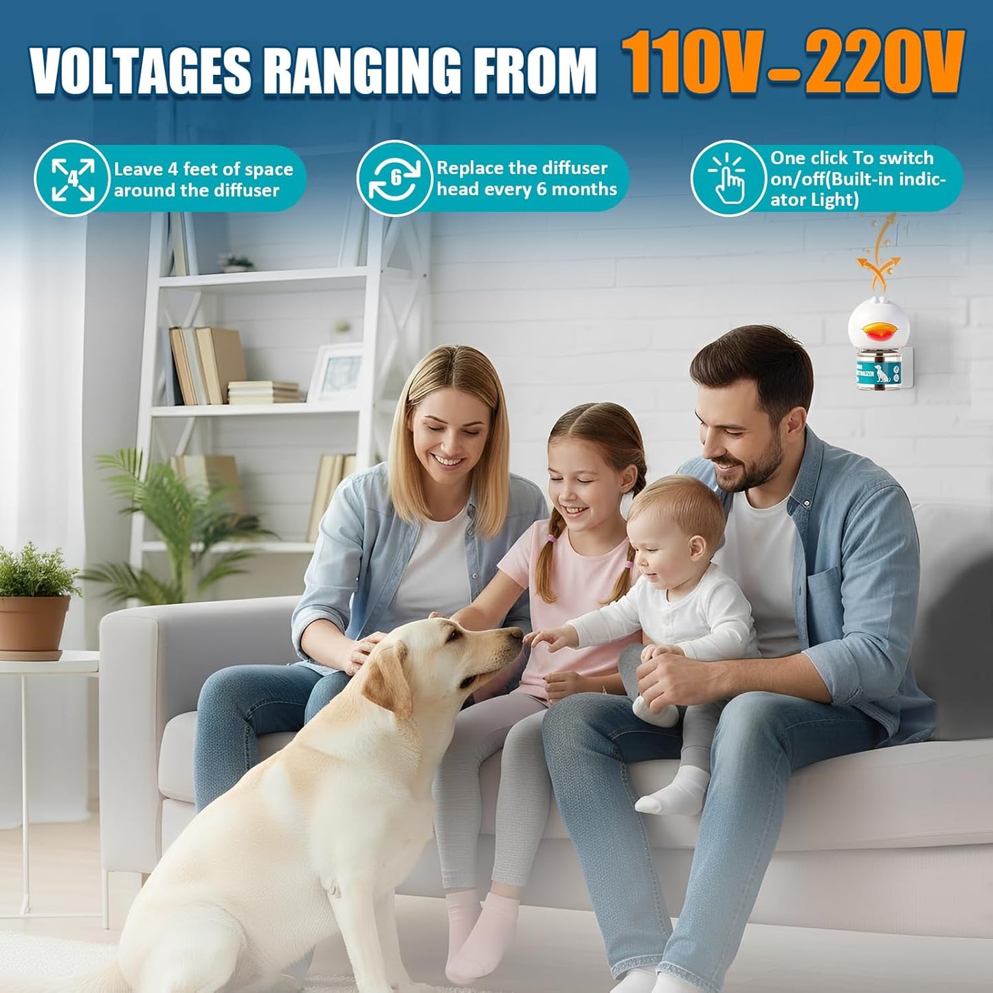 Dog Calming Diffuser, Calming Pheromones Diffuser Kit Appeasing Pheromone Diffuser to Calm (2Plug in+4Refill) for Anxiety Relief Reduce Aggression Fighting Barking Stress