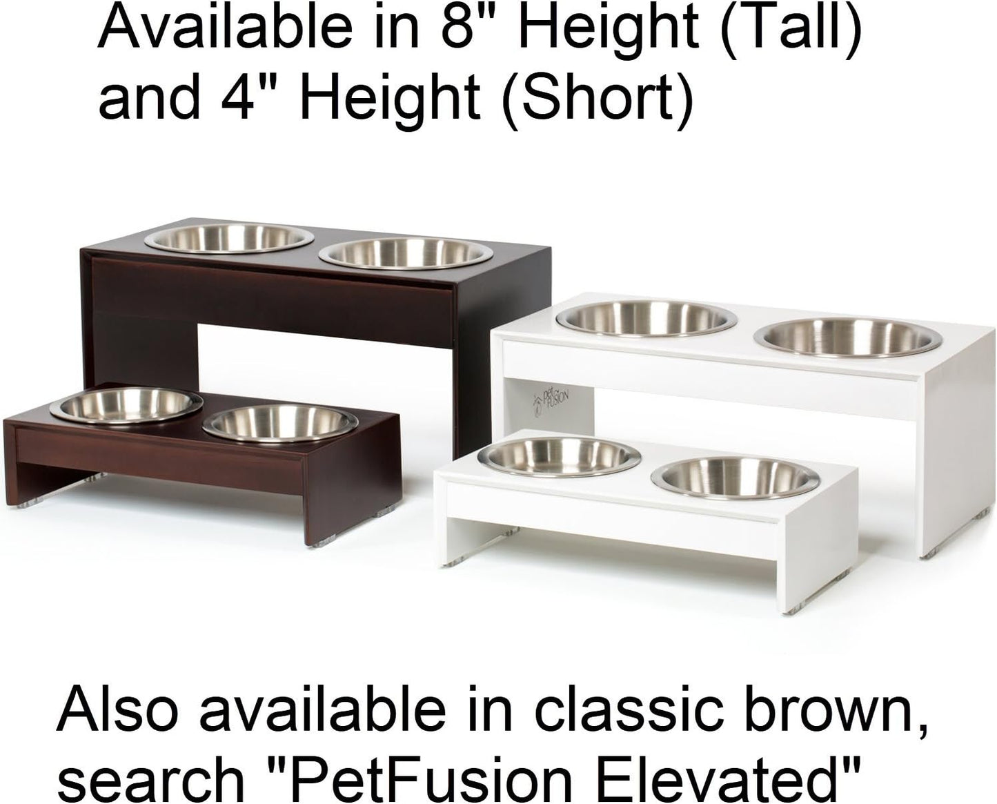PetFusion Elevated Bamboo Dog Feeder (New) with Water Resistant Seal. (8" Height for Medium & Large Dogs). 2 US Food Grade Stainless Steel 56 oz Bowls