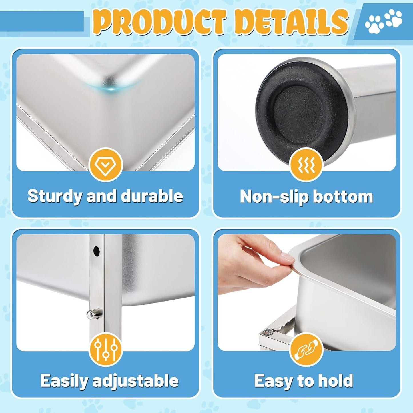 3 Gallons Large Elevated Dog Water Bowl - 3 Height Adjustable (8.5'', 10'', 11.6'') Raised Stand, Stainless Steel Dog Bowl for Medium Large Dogs Relief Joint Pressure