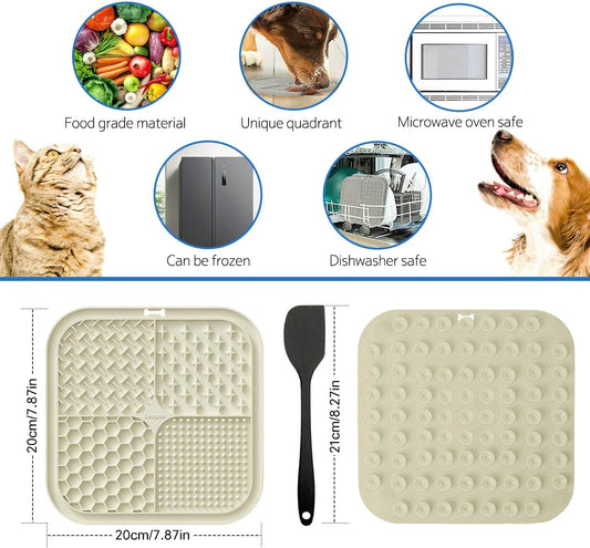 Lesipee Licking Mat for Dogs & Cats 2 Pack, Slow Feeder Lick Pat, Dishwasher Safe, Anxiety Relief Dog Toys Feeding Mat for Butter Yogurt Peanut, Pets Supplies Bathing Grooming Training Calming Mat