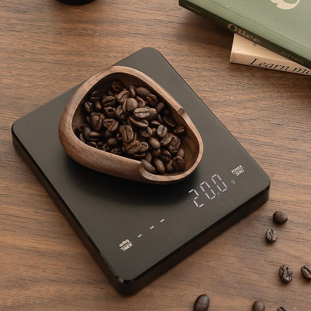 Coffee Bean Dosing Cup & RDT Spray Bottle Set - Walnut Wood Espresso Accessories Kit with Static Reduction Spray, Measuring Tray for Coffee/Tea