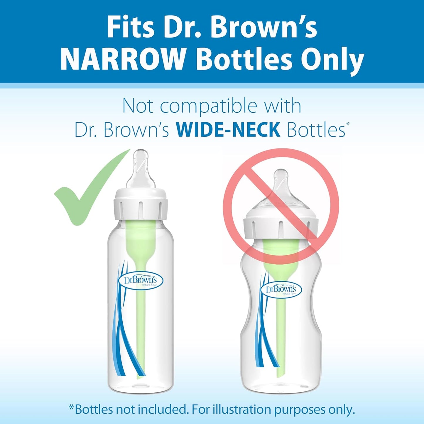 Dr. Brown's Natural Flow Level T Narrow Baby Bottle Nipple, Newborn Slow Flow, 0m+, 100% Silicone, 6-Pack