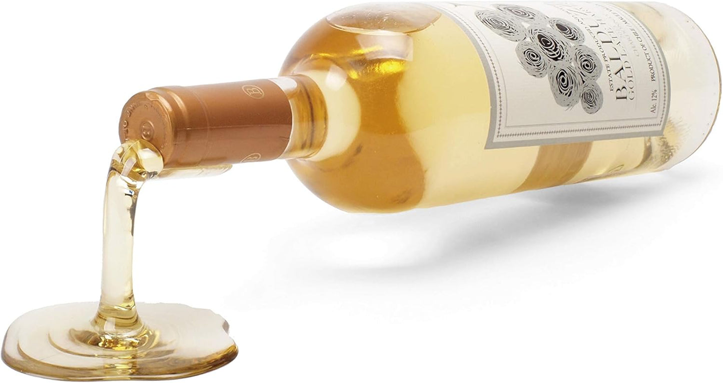 Spilled Wine Bottle Holder - Fun and Unique Way to Display Your Favorite Wine - Red and White (Set of 2)