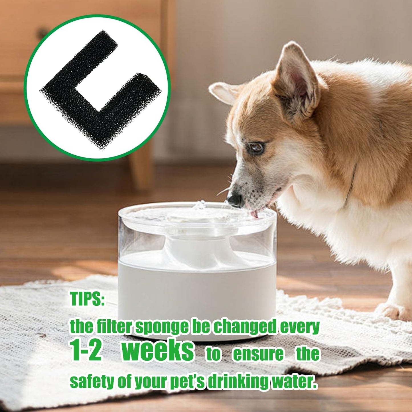 10 PCS Cat Water Fountain Foam Filters, Black Pet Fountain Filter Replacement for 135oz/4L Pet Fountain 118oz/3.5L Dog Drinking Fountain for Cat and Dog