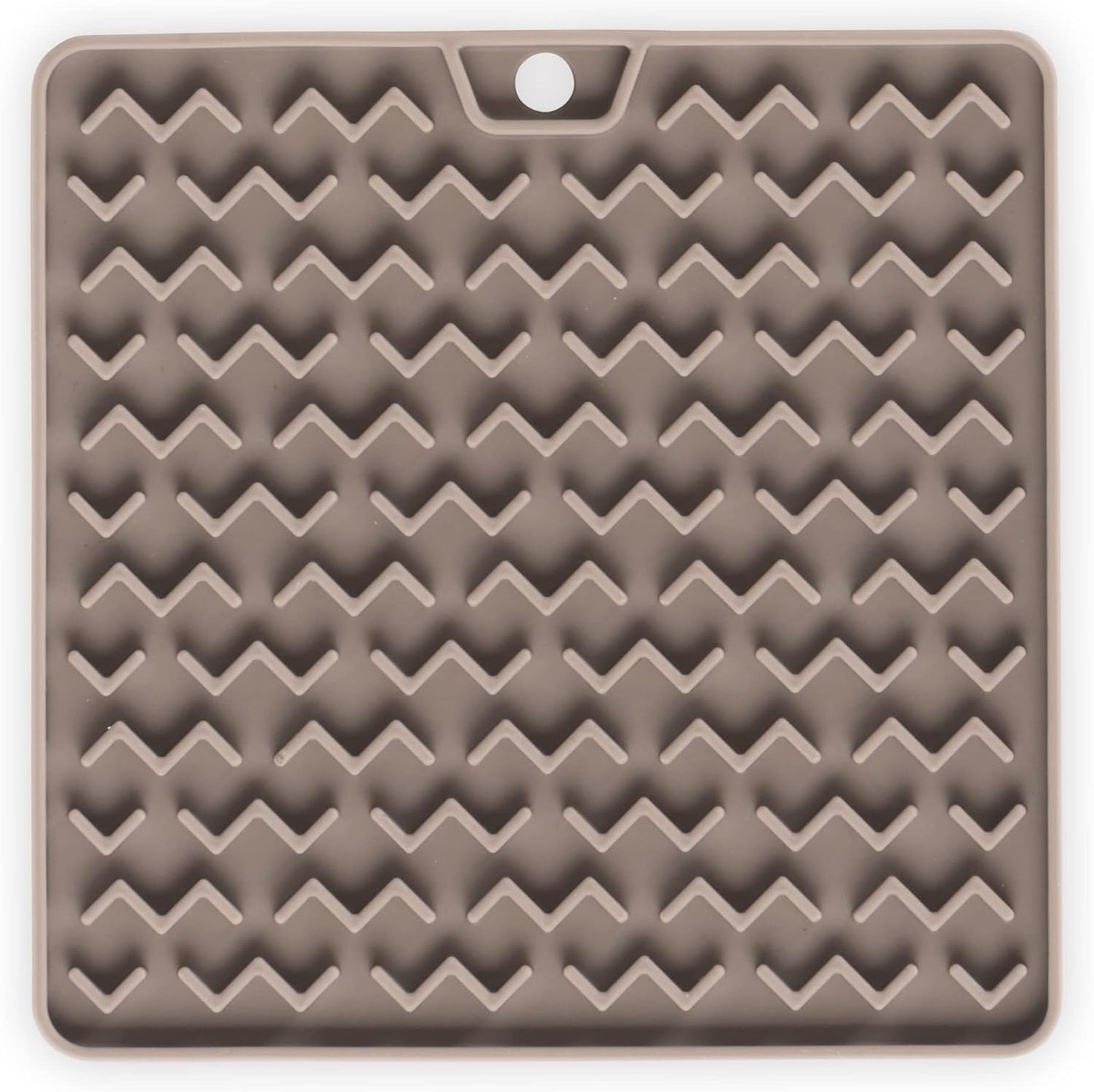 Messy Mutts & Cats Silicone Reversible Interactive Feeding and Licking Mat | 5.5” x 5.5” | Slow Feeder for Boredom & Anxiety | Lick Pad for Cats & Small Dogs | Grey