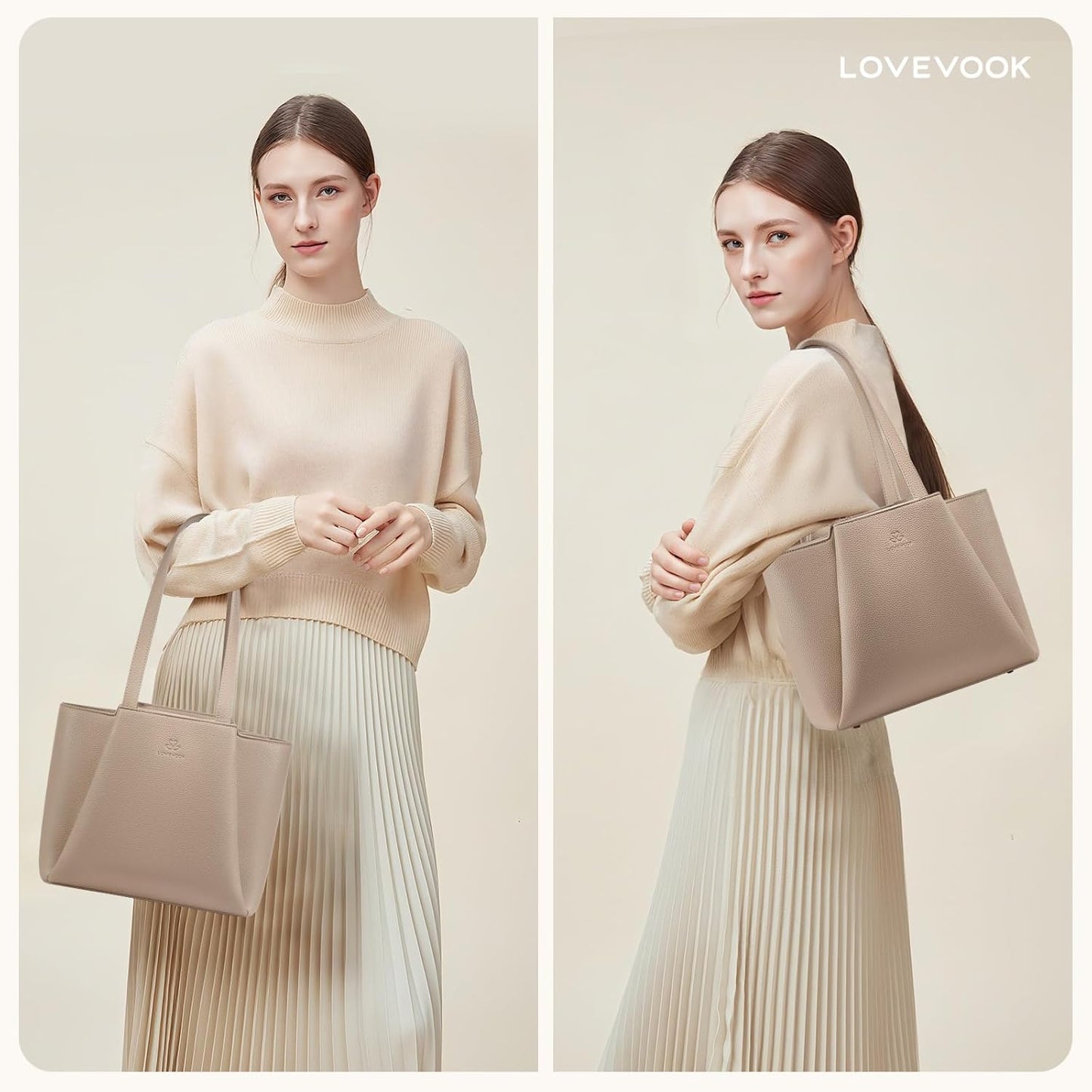 LOVEVOOK Shoulder Bag for Women - Vintage-Style Top Handle Shoulder Bag,Faux Leather Small Purse for Women with Zipper