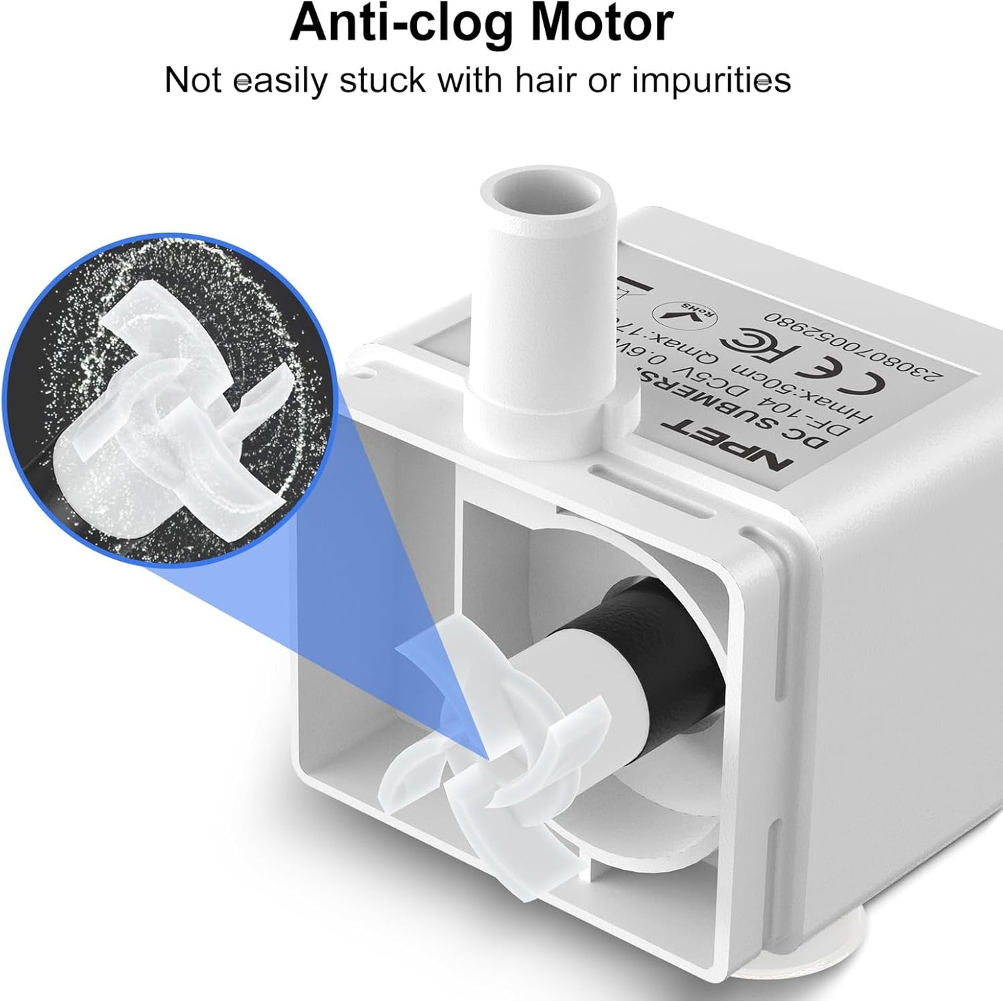 NPET Replacement Pump for Cat Water Fountain, Compatible with NPET WF050/WF020TP Pet Water Fountain