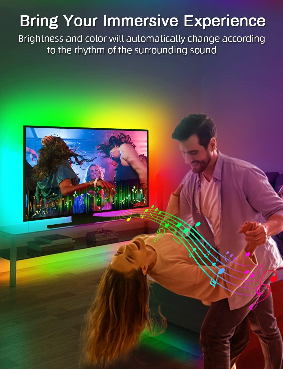 MATICOD LED Lights for TV Led Backlight, 9.84ft RGB Led Strip Lights for TV Lights Behind, USB Led Light Strip for 32-43in TV, Bluetooth APP Control Music Sync Strip Lighting for Christmas Decorations