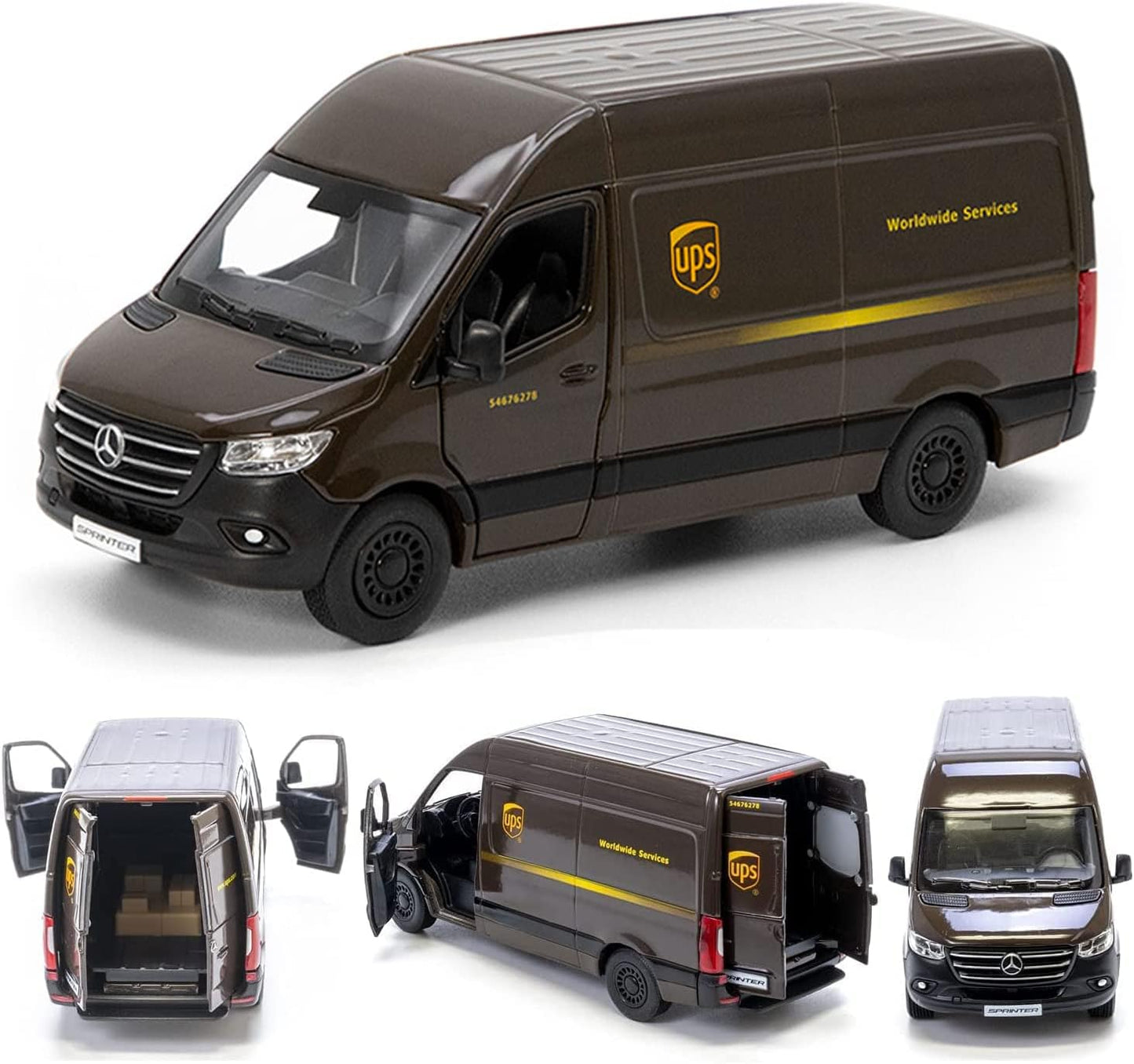 KiNSMART - UPS Mercedes-Benz Sprinter + United States Postal Mail Truck Grumman LLV 5 Inch Die Cast Metal Model Toy Van & Trucks SetOf2