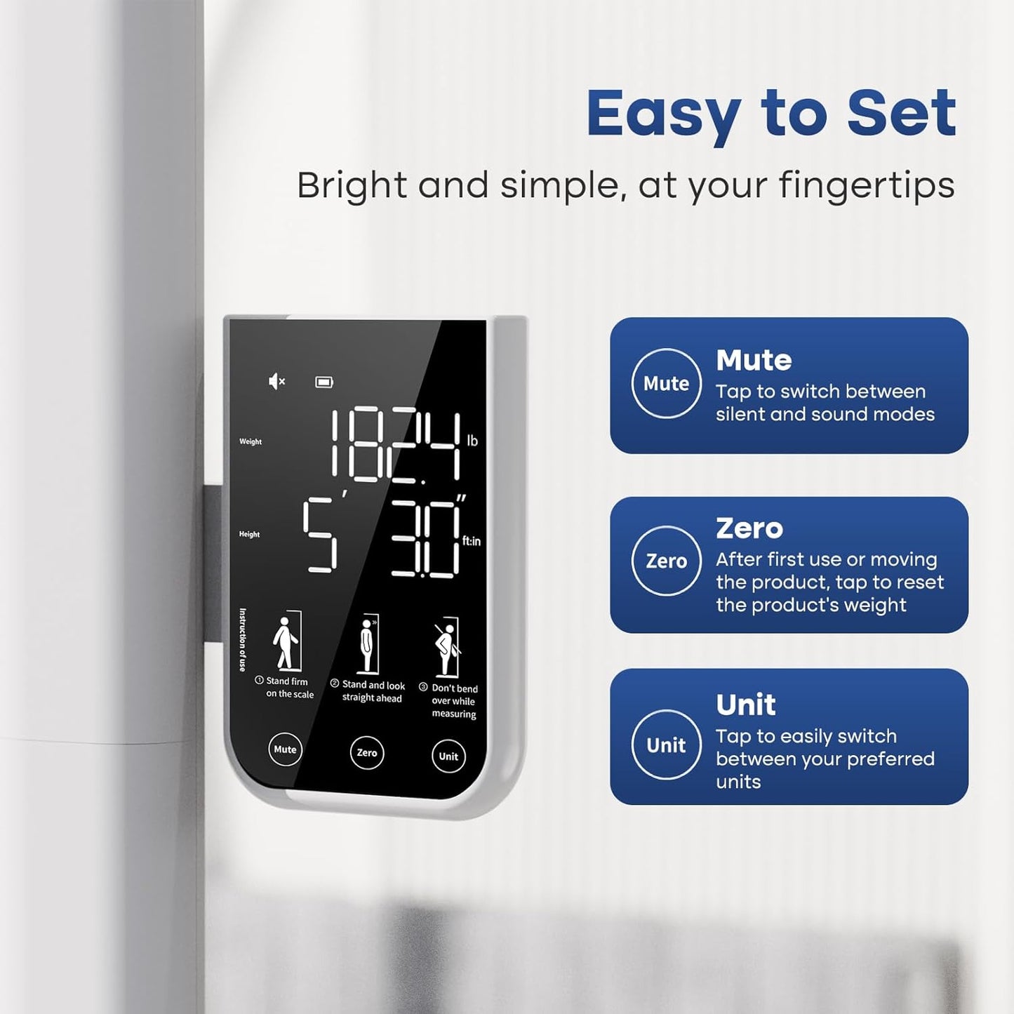 GE Digital Physician Scale BMI: Ultrasonic Electronic Height and Weight Scale 76” Height Measuring Device Accurate Body Weight 485 lb/220 kg Capacity