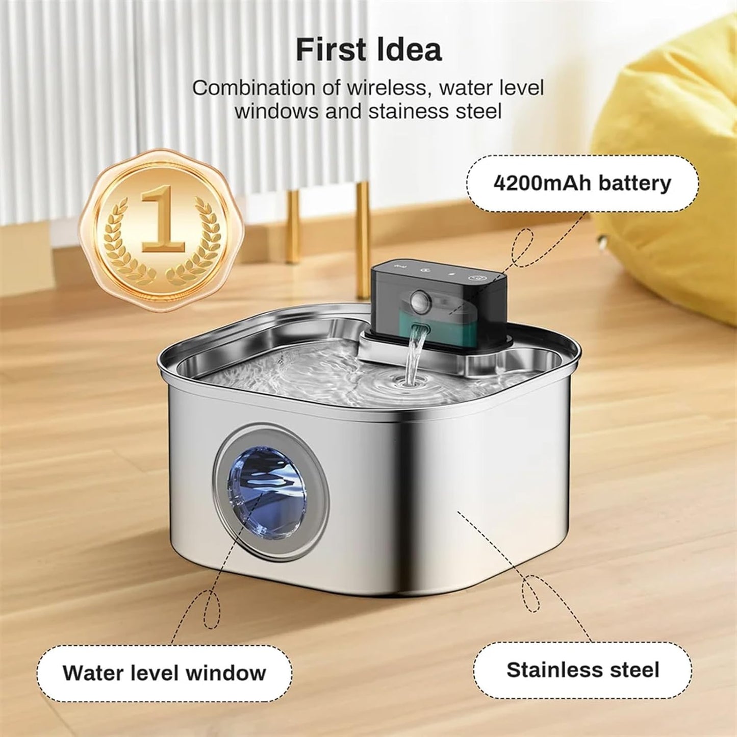 Rechargeable Cats Water Fountains Stainless Steel Cats Drinking Fountains for Home and Outdoor Activity Quiet Cats Water Dispenser