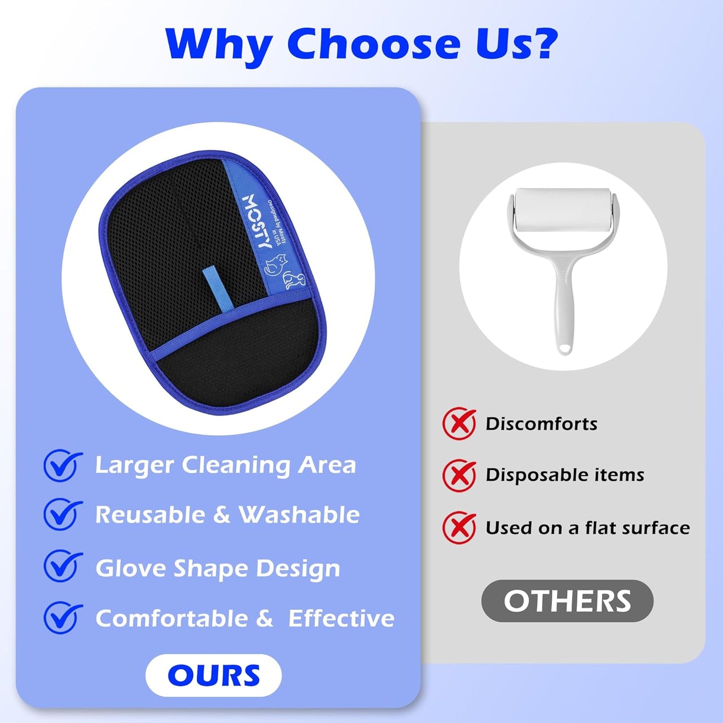 Pet-Hair-Removal-Glove 2PCS Cat & Dog Hair Remover Mitt for Couch, Furniture,Carpet,Car Seat Double-Sided-Pet-Grooming-Mitt Electrostatic-Remover-Fur-Cleaning-Glove Reusable Dog & Cat Deshedding Tool