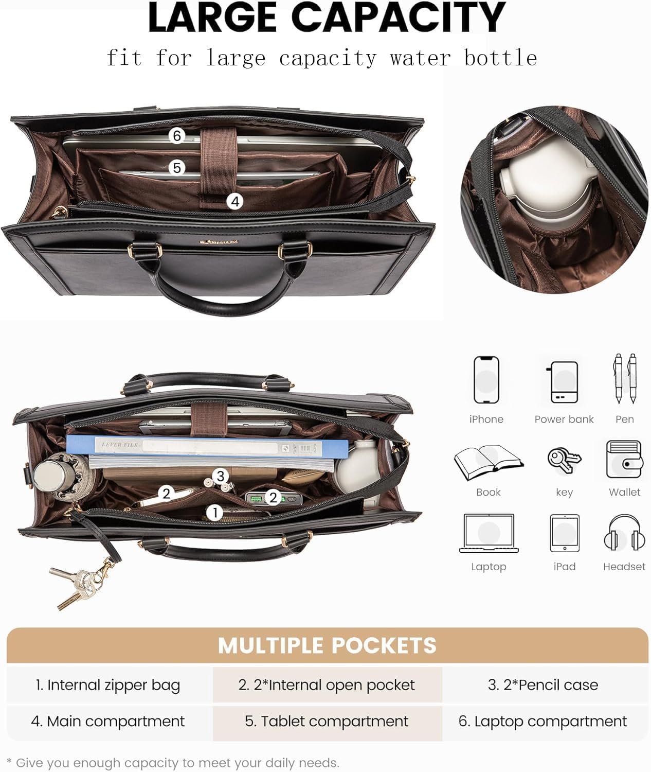 LOVEVOOK Laptop Tote Bag for Women, Office Work Bag Briefcase fit for 15.6 inch Laptop, Large Capacity Teacher Bag Handbag