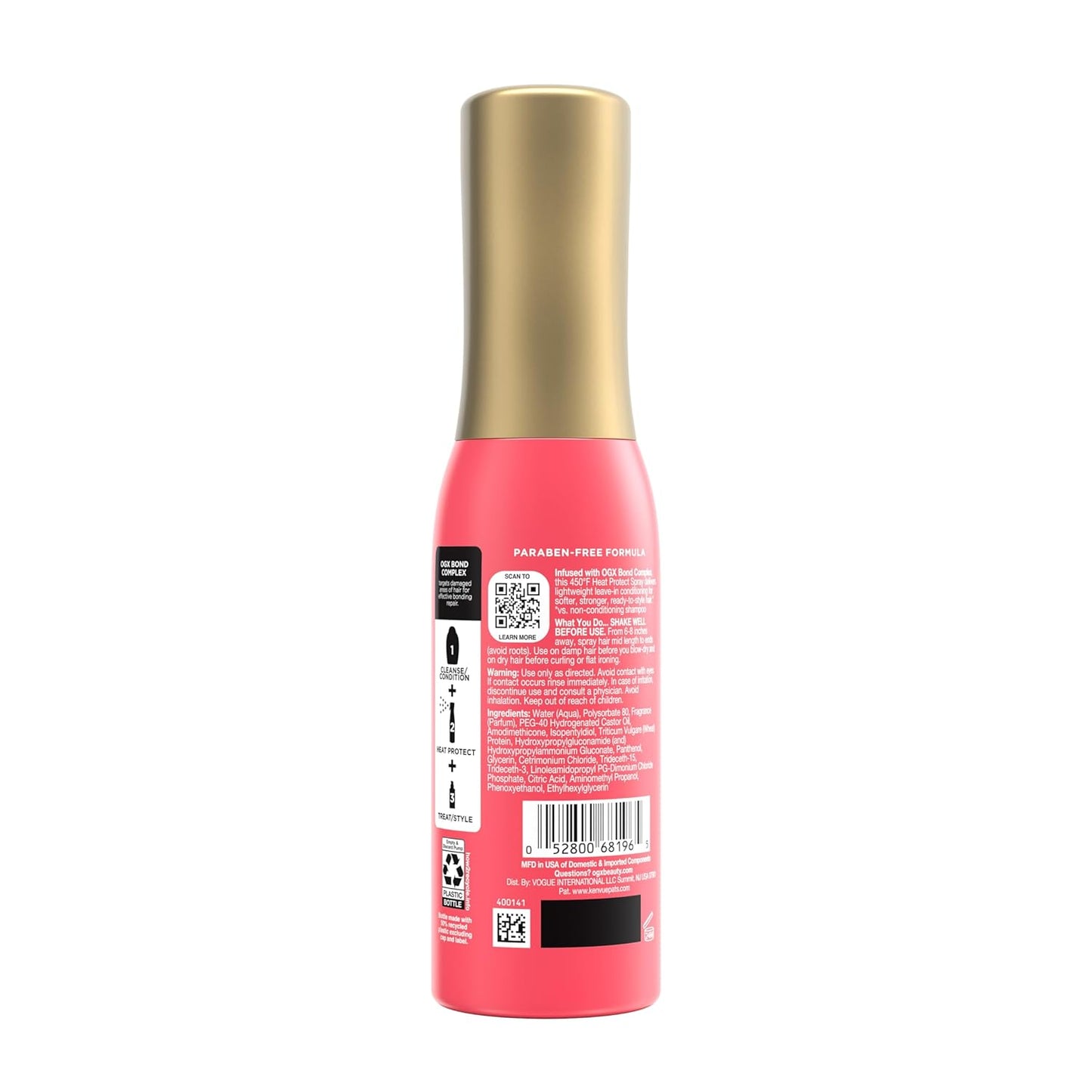 OGX Repair & Protect Bond Protein Repair 450°F Heat Protect Spray, Weightless Repair Mist for Nonstop Damage Protection* for All Hair Types, Heat Spray Preps Hair for Styling, 6.5 fl. oz