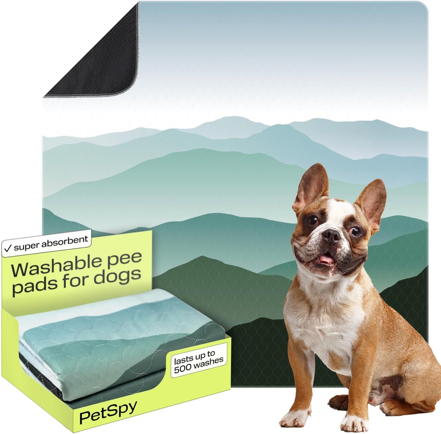 PetSpy Washable Pee Pads for Dogs - Waterproof Reusable Puppy Pads No-Slip Surface - Stylish Dog Potty Training Pads Protect Against Leakage (Landscape, 1 Pack - 72" x 72")