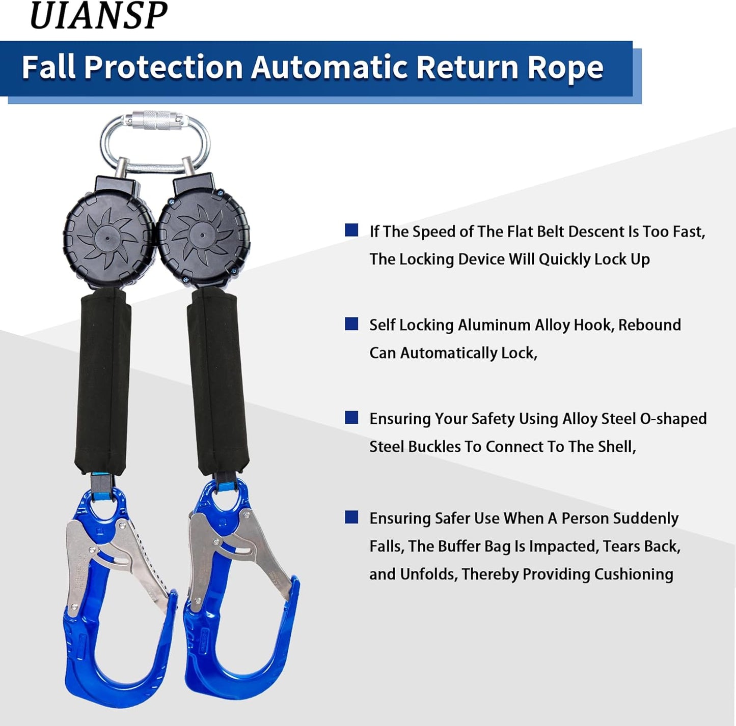6ft Self Retracting Lifeline Retractable Fall Arrest Construction Roofing/Fall Protection Retractable Safety Lanyard External Shock Absorber Fall Arrest Safety