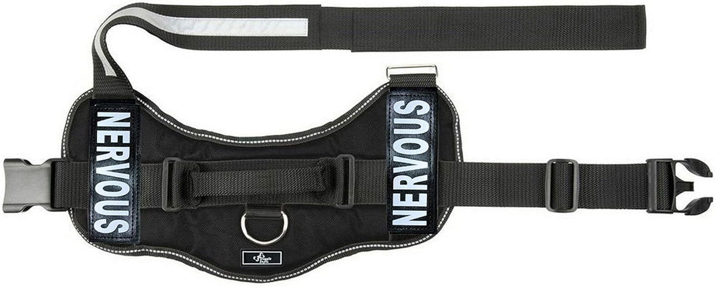 Doggie Stylz Dog Harness with Removable Patches and Reflective Trim. Dog Vest Comes with 2 Nervous Reflective Hook and Loop Patches. Measure Dogs Girth Before Purchase (Girth 24" - 31" Black)