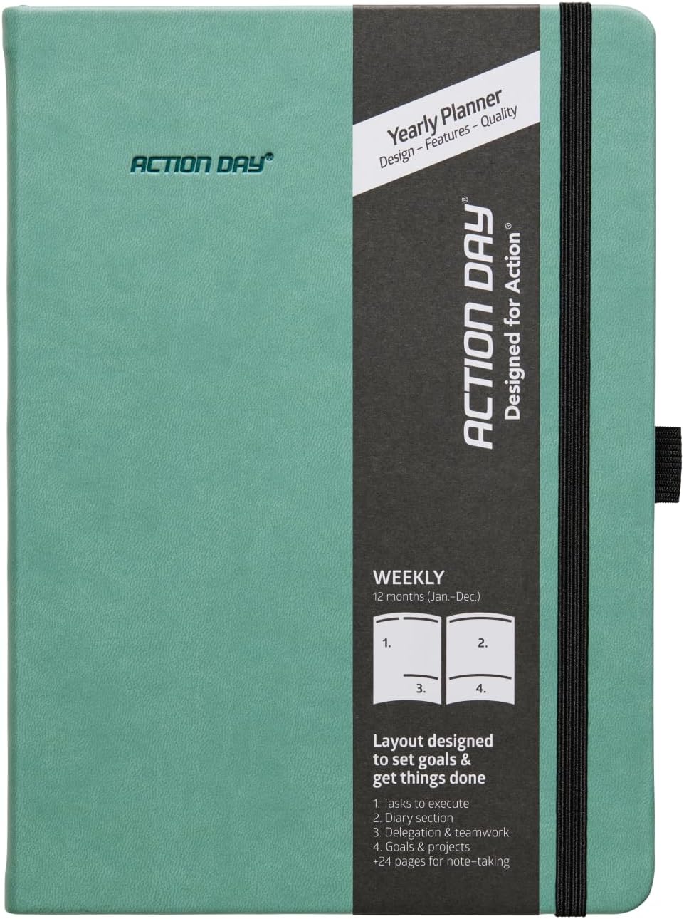 Action Day 2026 Weekly Planner - Effective Planning System to Increase Productivity,To-Do List,Weekly Goals,Projects,Teamwork,Daily Diary,Yearly & Monthly overview, Notes Pages (Green, 7x9 Inch)