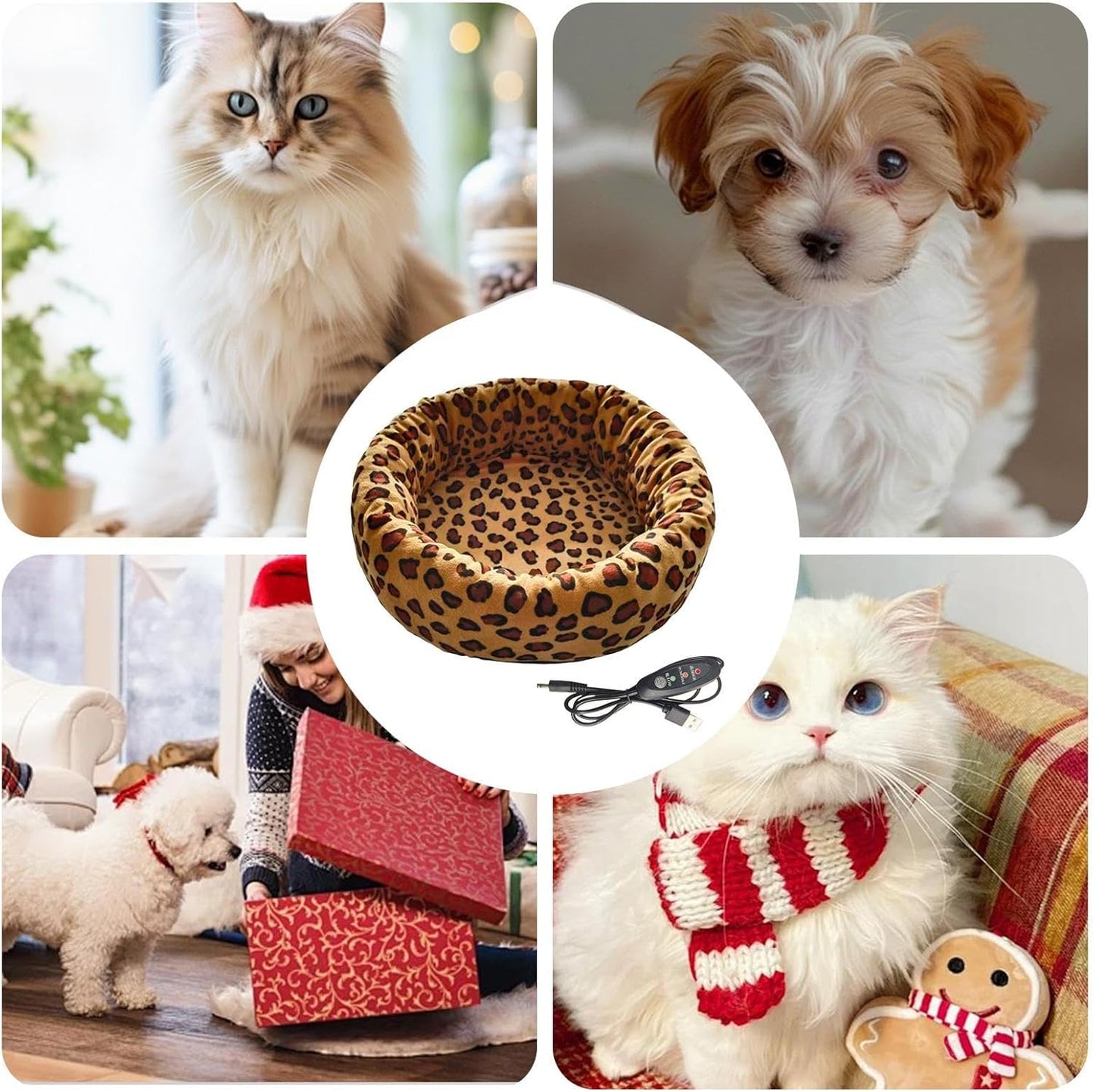 Genérico USB Heating Mat for Pets - Adjustable 3 Levels Warm Pad for Cats Dogs Rabbits | Thermal Cushion with Removable Cover and Safety Design, Perfect for Seasons