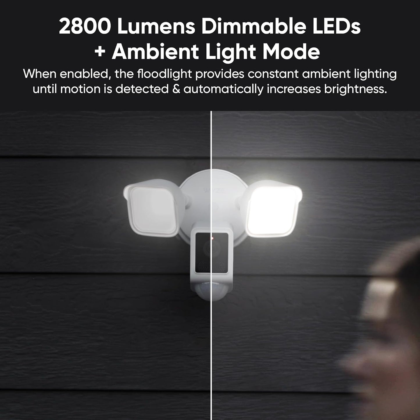 WYZE Floodlight Camera v2, Security Camera Outdoor, 2K HD with Color Night Vision, 2800-Lumen LEDs, 160° Wide View, 105dB Siren, Works with Alexa & Google Assistant, Wired, Free Expert Support