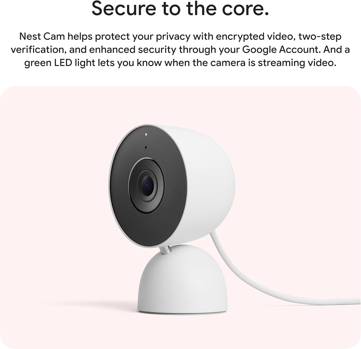 Google Nest Cam Indoor (Wired, 3rd Gen) - Security Camera with 2K Video and Gemini, Night Vision, 2-Way Audio, Works with Google Home - 2025 Model - Snow