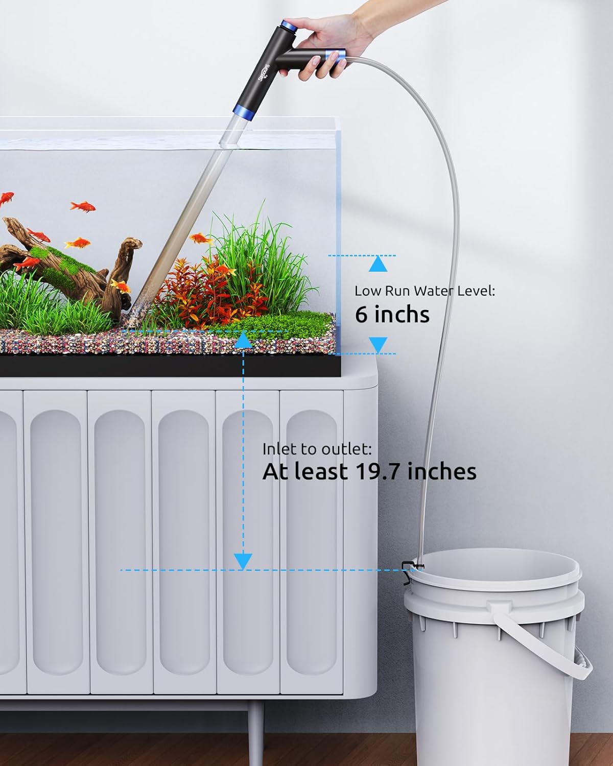 SEAOURA Aquarium Siphon Pump Gravel Cleaner, Fish Tank Vacuum Gravels Cleaning Kit, Manual Water Changer with Air Push Button, Aquariums Sand Clean Set, Hose for Suck Manure Wash Sand