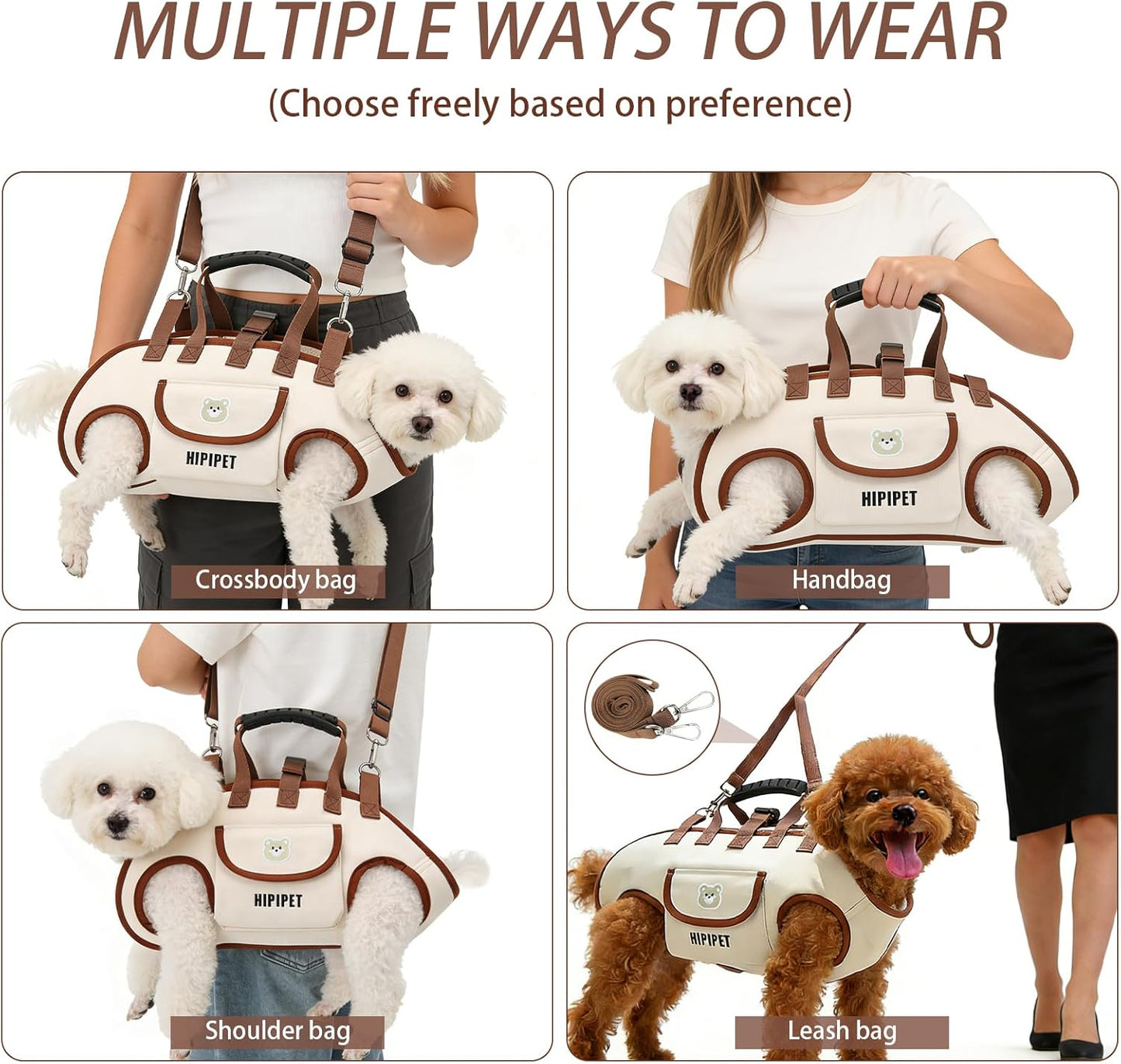 DZ Duozhan Dog Lift Harness for Small Dogs, Full Body Support Sling with Adjustable Handle for Senior Injured Disabled Pets, Hands-Free Shoulder Pet Carrier (Black, Small)