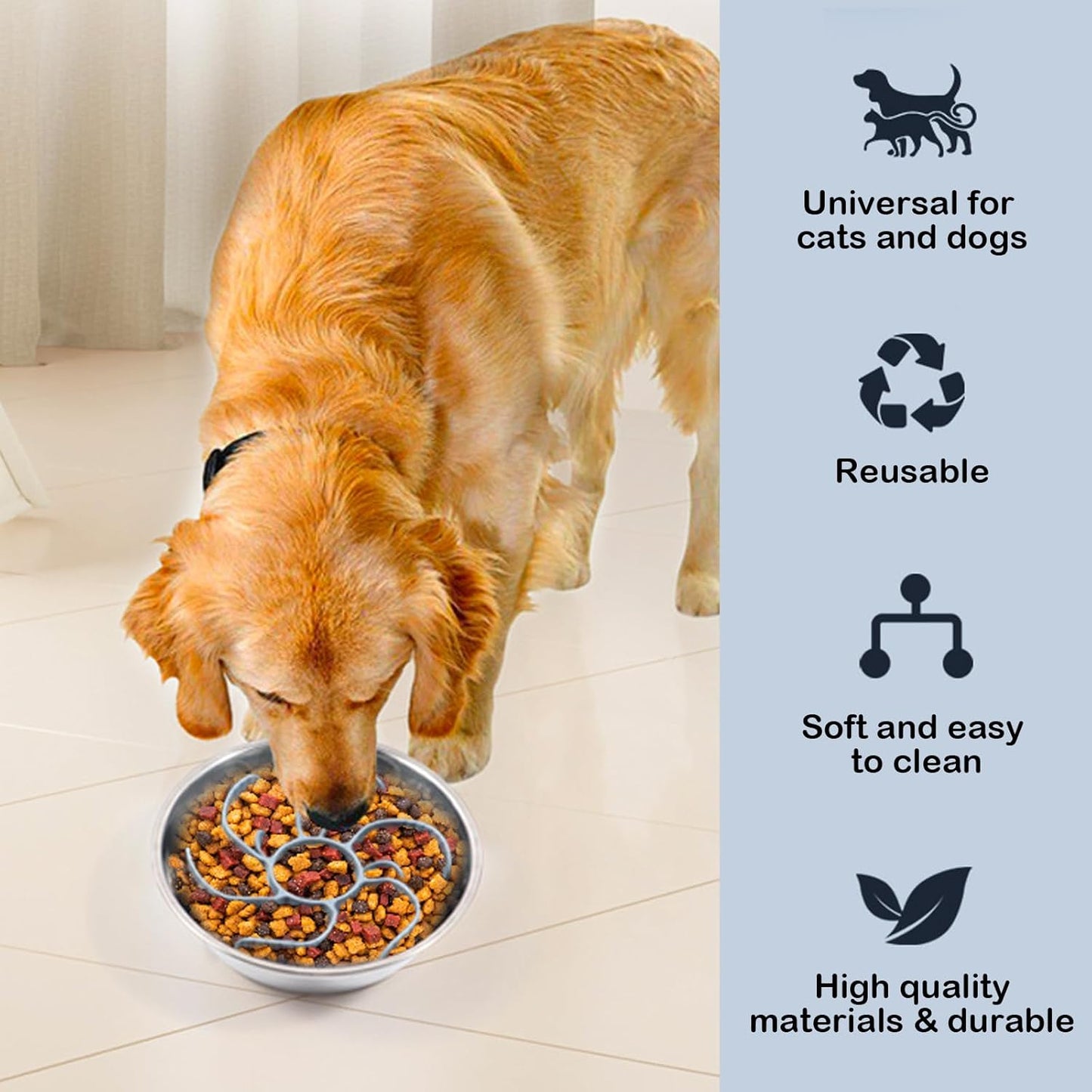 MEWMI&WANGW Slow Feeder Dog Bowls Insert Soft Silicone Slow Eating Pet Food Bowl for Small, Medium and Large Dogs/Cat