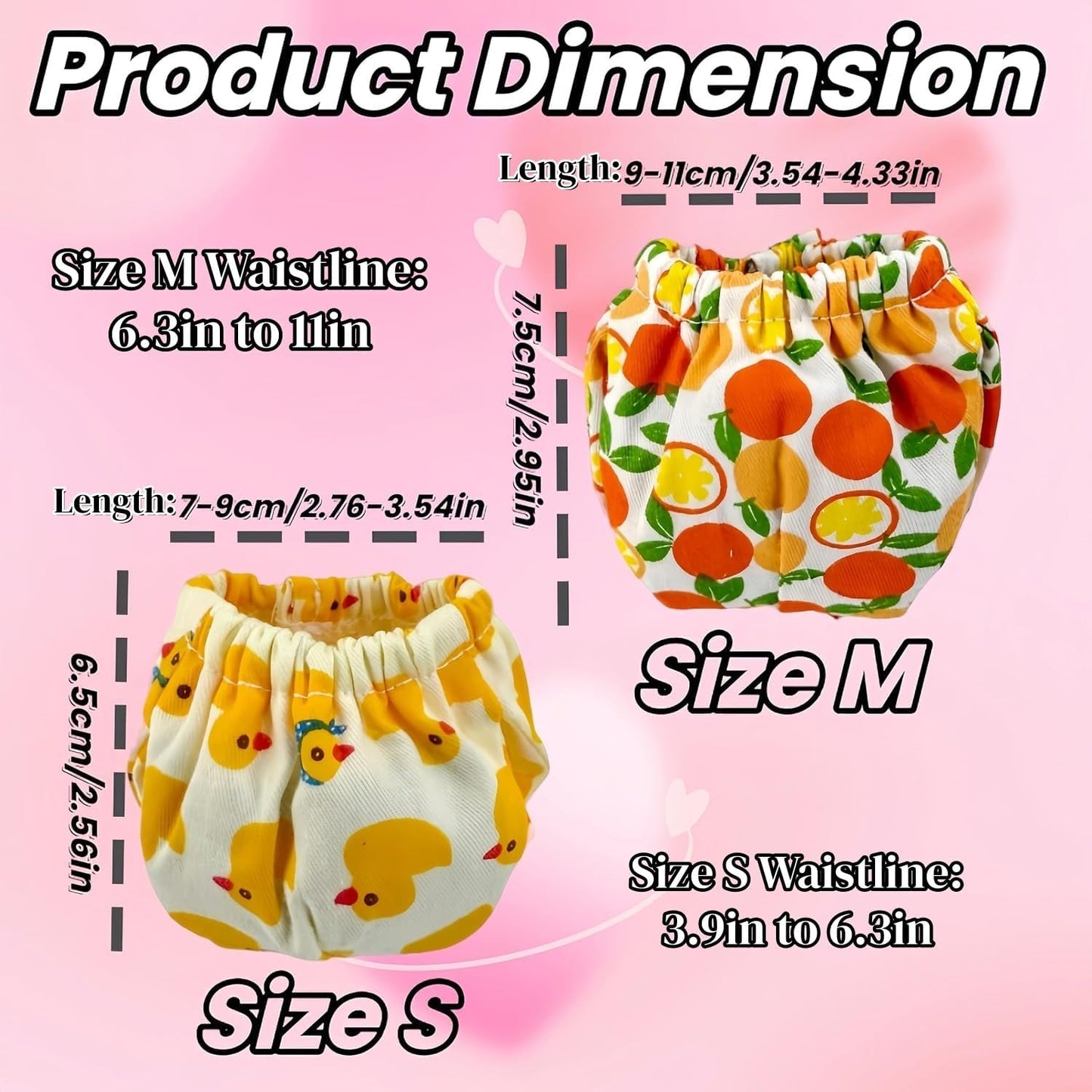 2PCS Washable Squirrel Diapers - Reusable Small Pet Diapers with Strong Hook and Loop Leak-Proof Urine Wet Pants with Adjustable Waistline for Squirrel,Rat,Groundhog-Polka Dot,M