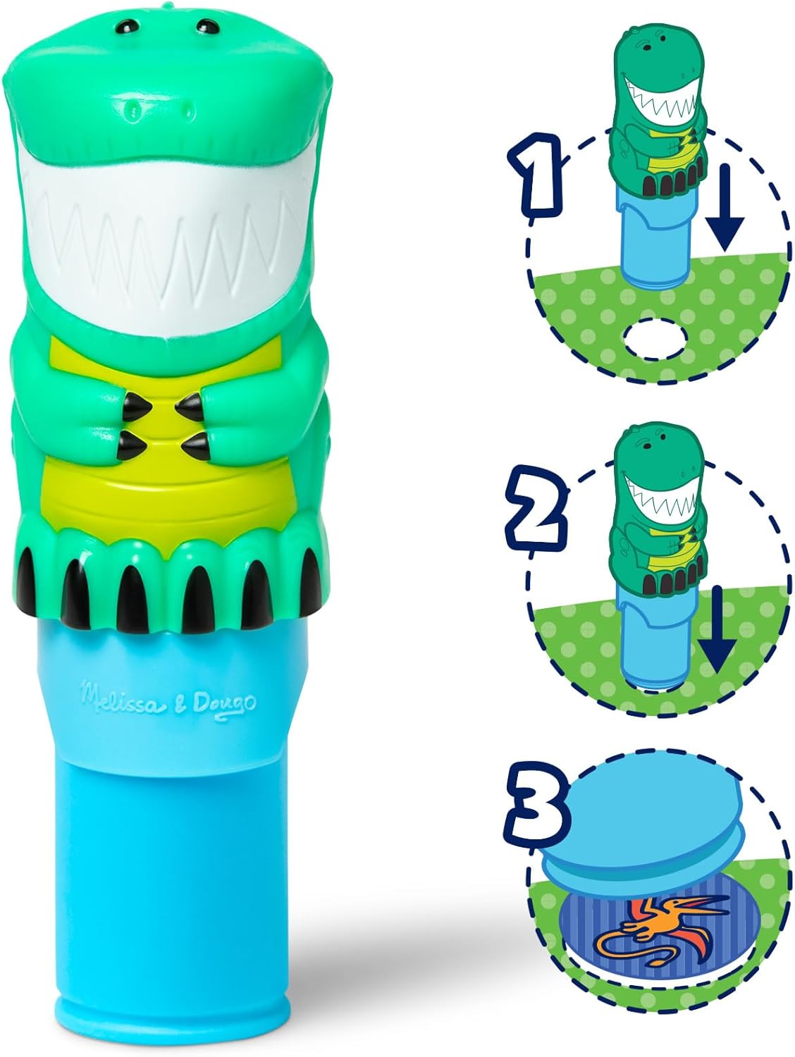 Melissa & Doug Sticker Wow!™ Sticker Stamper and 24-Page Activity Pad, 300 Stickers, Arts and Crafts Fidget Toy Collectible Character – Dinosaur - for Kids Ages 3+ - FSC Certified