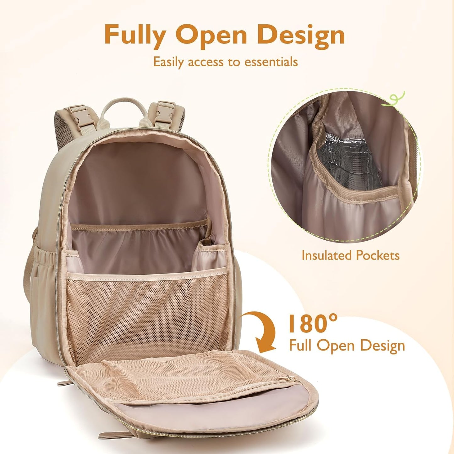 mommore Neoprene Diaper Bag Backpack Small Baby Bag Travel Mini Diaper Backpack for Newborn with Insulated Pockets, Stroller Straps