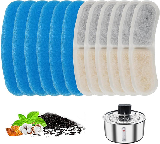 virtulance Cat Water Fountain Filters, Pack Cat Fountain Replacement Filters for Stainless Steel 108oz/3.2L Adjustable Water Flow Pet Water Fountain, Dog Water Fountain (6 Pack)