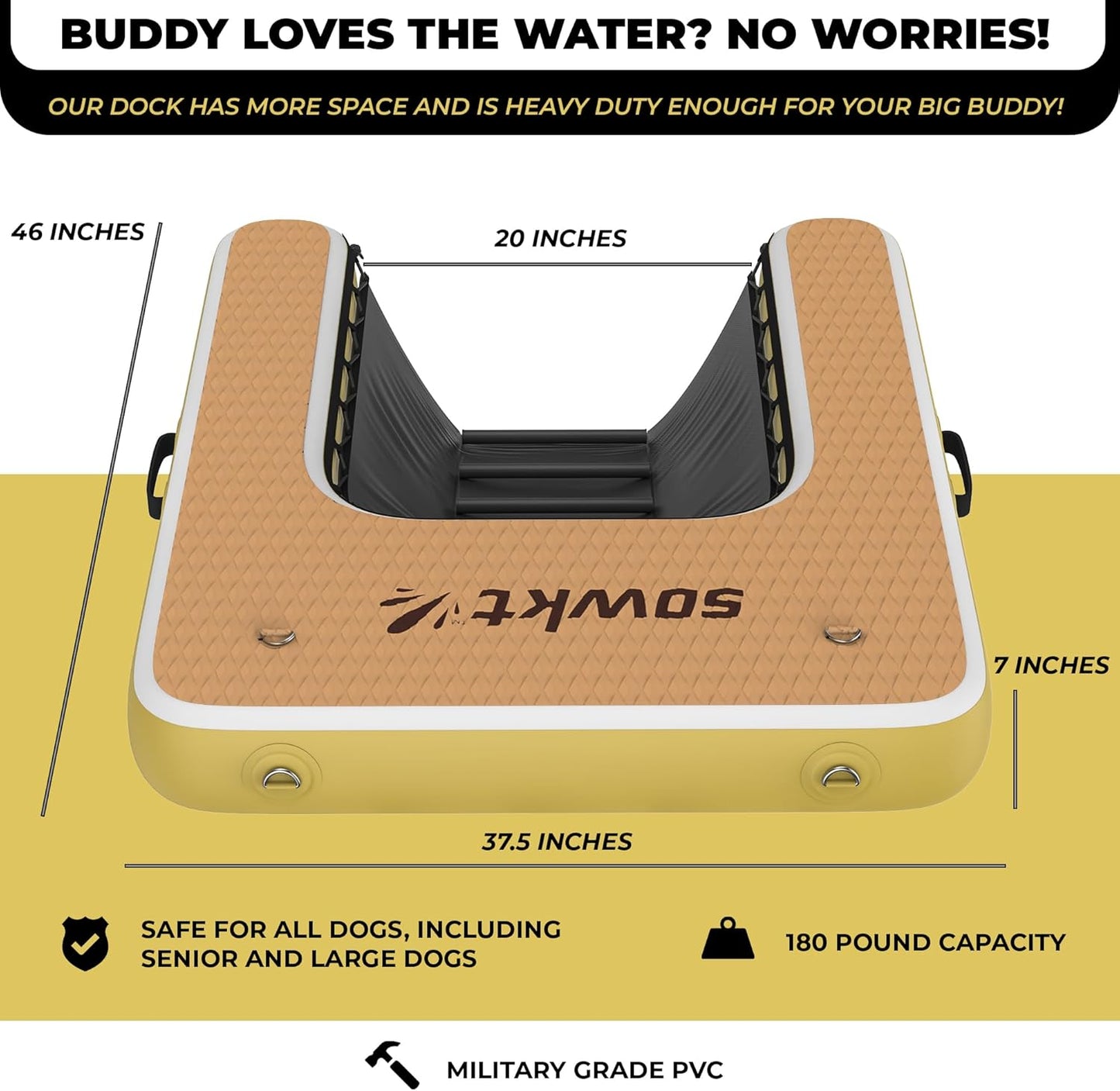 Inflatable Floating Dock for Lakes - (6' x 8’ and Dog Dock) - Large Floating Platform Lake Mat - Dog Water Ramp - Deck Floating Pad for Boats