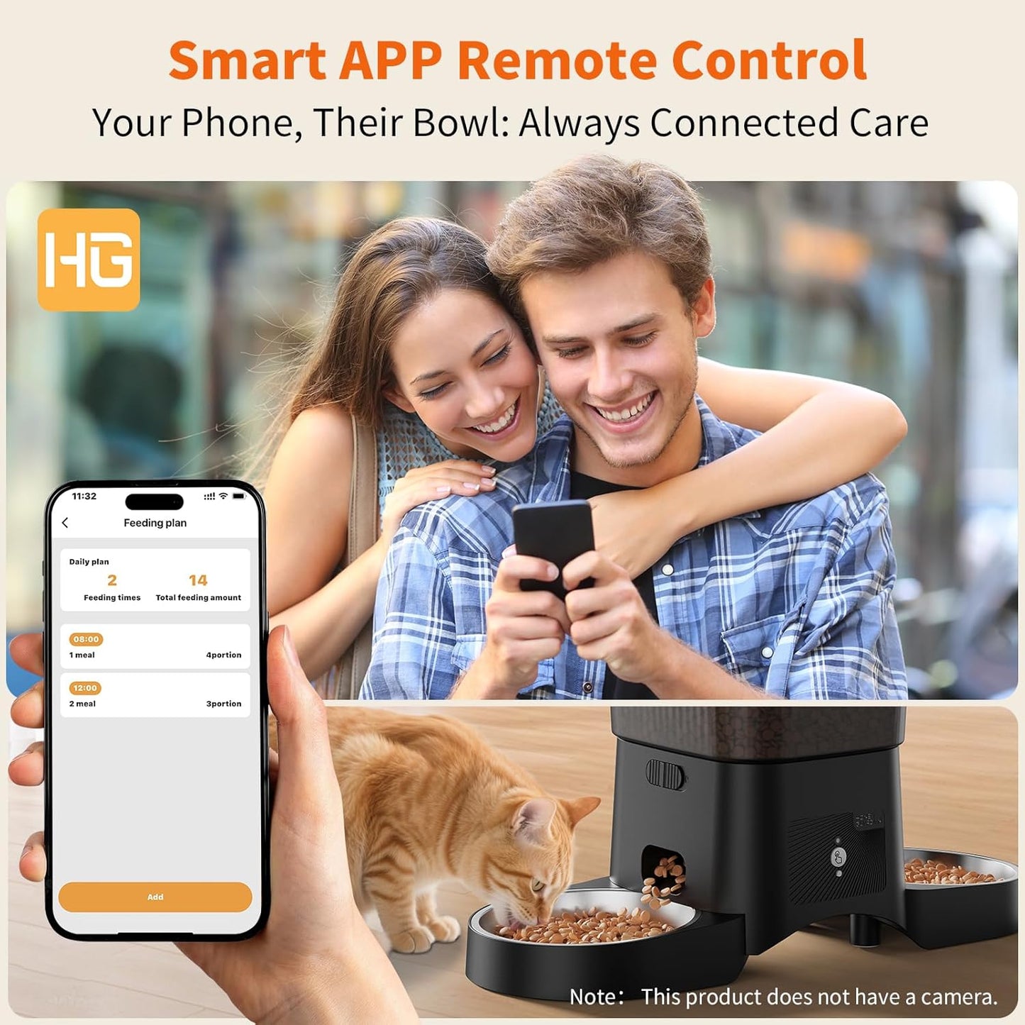 HoneyGuaridan Automatic Cat Feeder for 2 Cats,3.5L Dual Cat Food Dispenser, 2.4G/5G WiFi APP Control for Multiple Cats,2 Stainless Steel Bowls & 2 Slow Feeder Anti-Choking Bowls, Dual Power