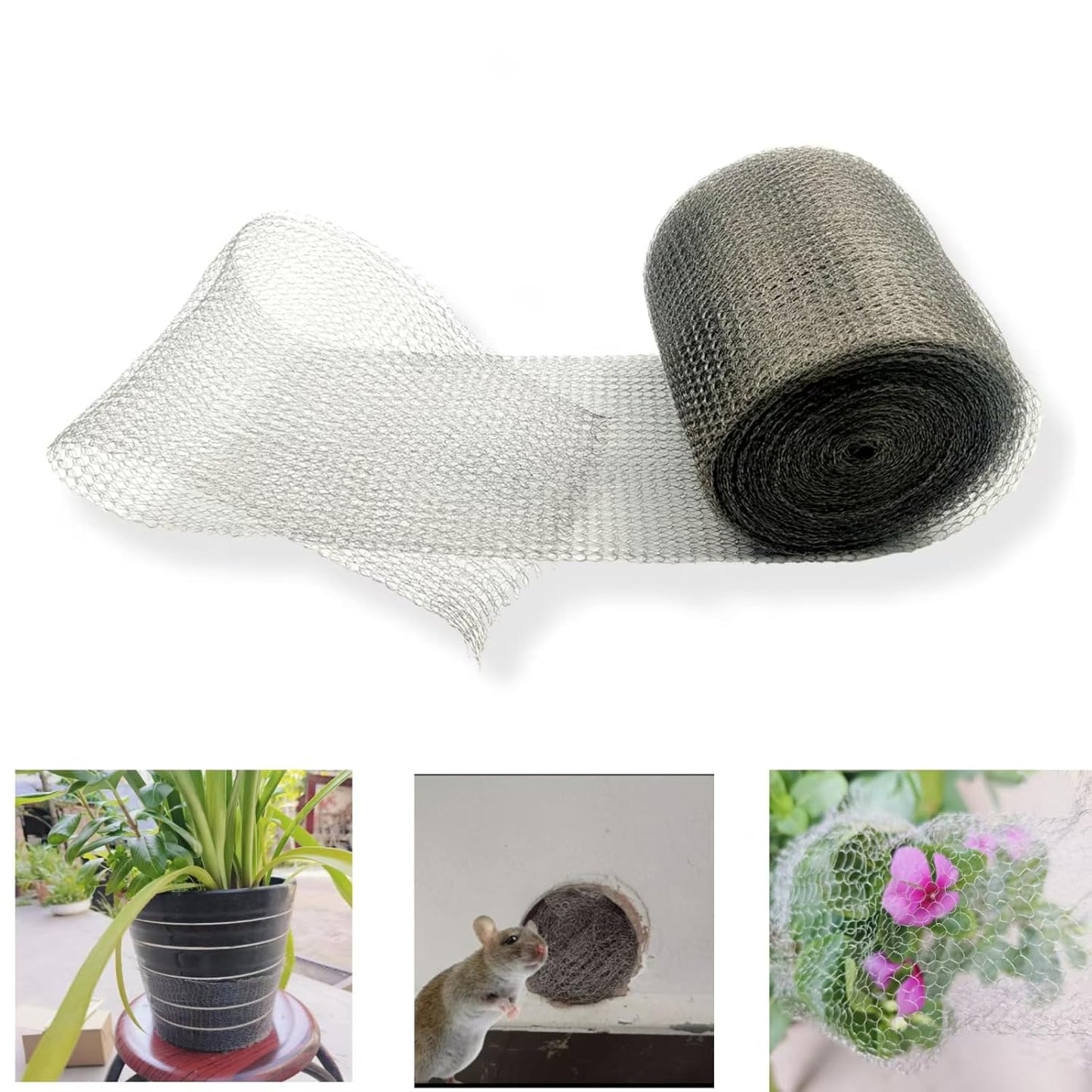 Wire Mesh Hole Fill Fabric 5” X 36 Ft, Wire Mesh for Mice Control DIY and Garden House, 304 Stainless Steel Gap Hole Blocker, Flexible Stretchy Hardware Cloth