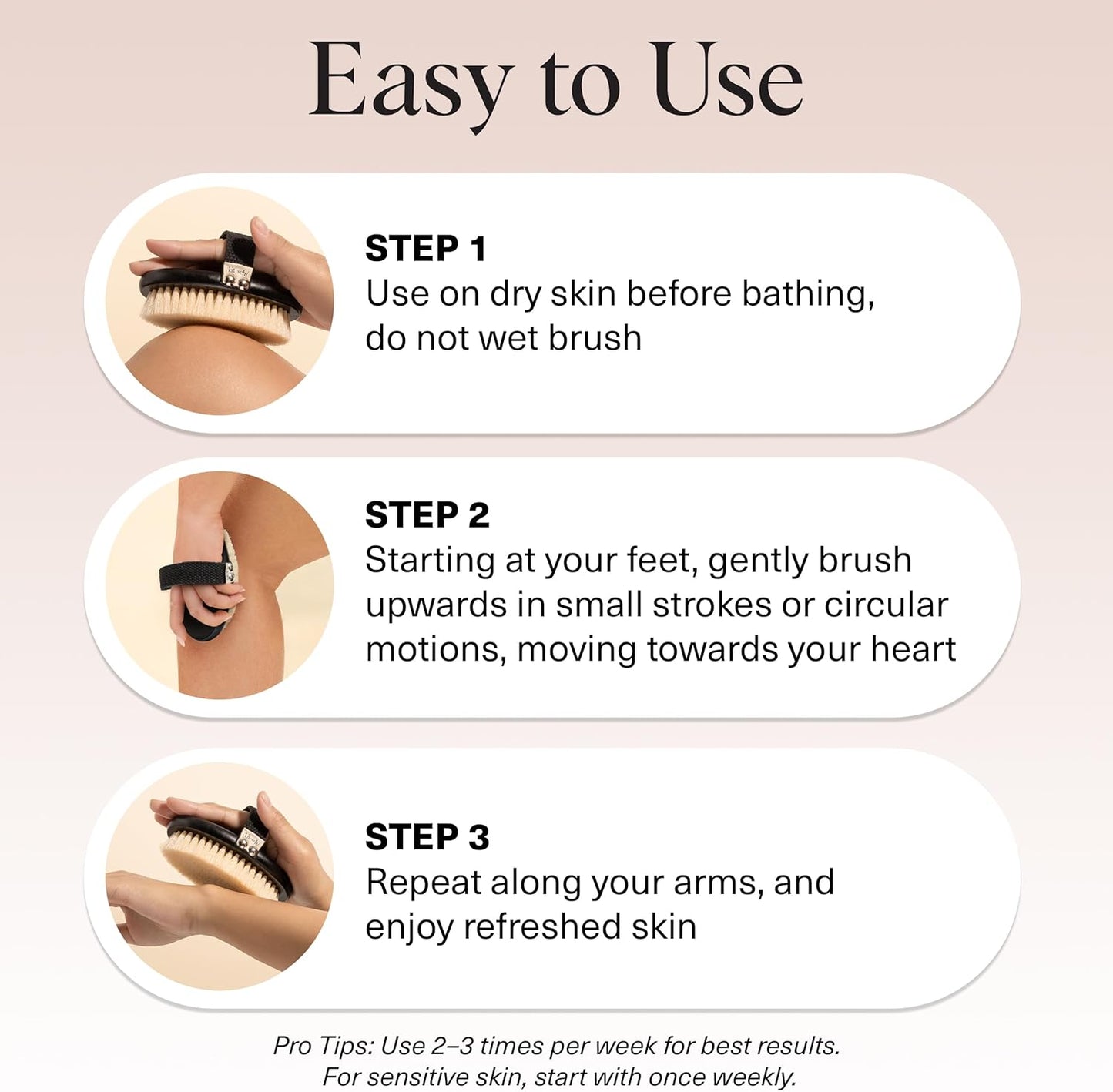 Kitsch Dry Brushing Body Brush for Lymphatic Drainage- Soft Bristles Shower Brush - Dry Brush to Remove Dry Skin and Improves Blood Circulation, Body Scrubber for Glowing Skin, Sauna Accessories