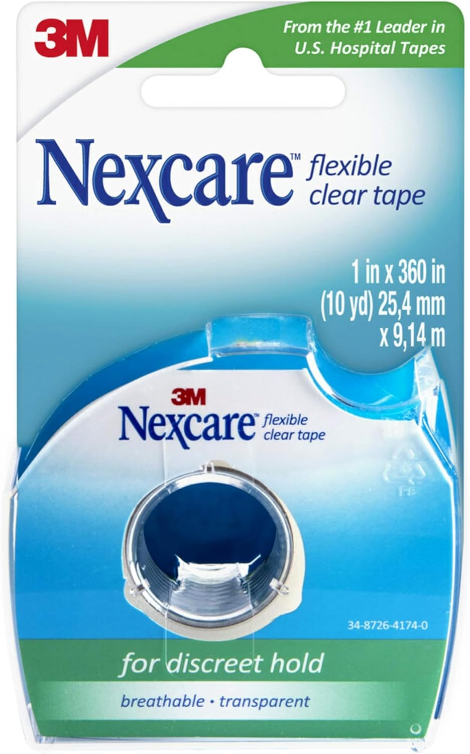 Nexcare Flexible Clear Tape, Waterproof Transparent Medical Tape, Secures Dressings and Catheter Tubing - 1 In x 10 Yds, 1 Roll of Tape