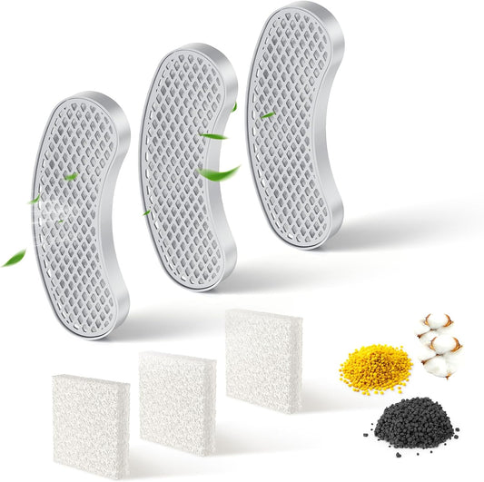 3-Pack Filters Replacement & 3-Pack Pre-Filter Sponges for 9~12 Weeks Usage, Compatible with All Petlipo Water Fountain for Cats Dogs