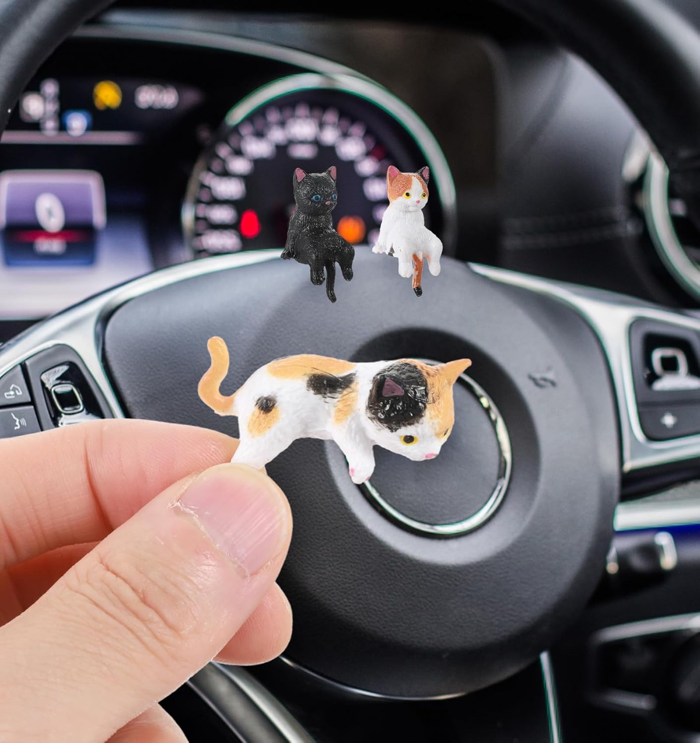 8Pcs Cat Desk Accessories, Cute Resin Mini Cat Desk Figurines for Monitor, Car Dashboard & Desk-Decor, Adorable Mini Cats Figurines for Office Car Home Decor, Ideal Gift for Cats Lovers