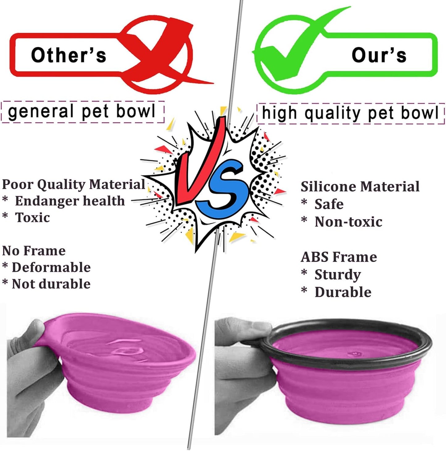LAVAED 4 Pack Collapsible Dog Bowl Portable Foldable Travel Pets Bowls Cats Water Feeding Food Bowls Silicone Expandable Cup Dish Puppies for Walking Camping Outdoors with Carabiner Clip